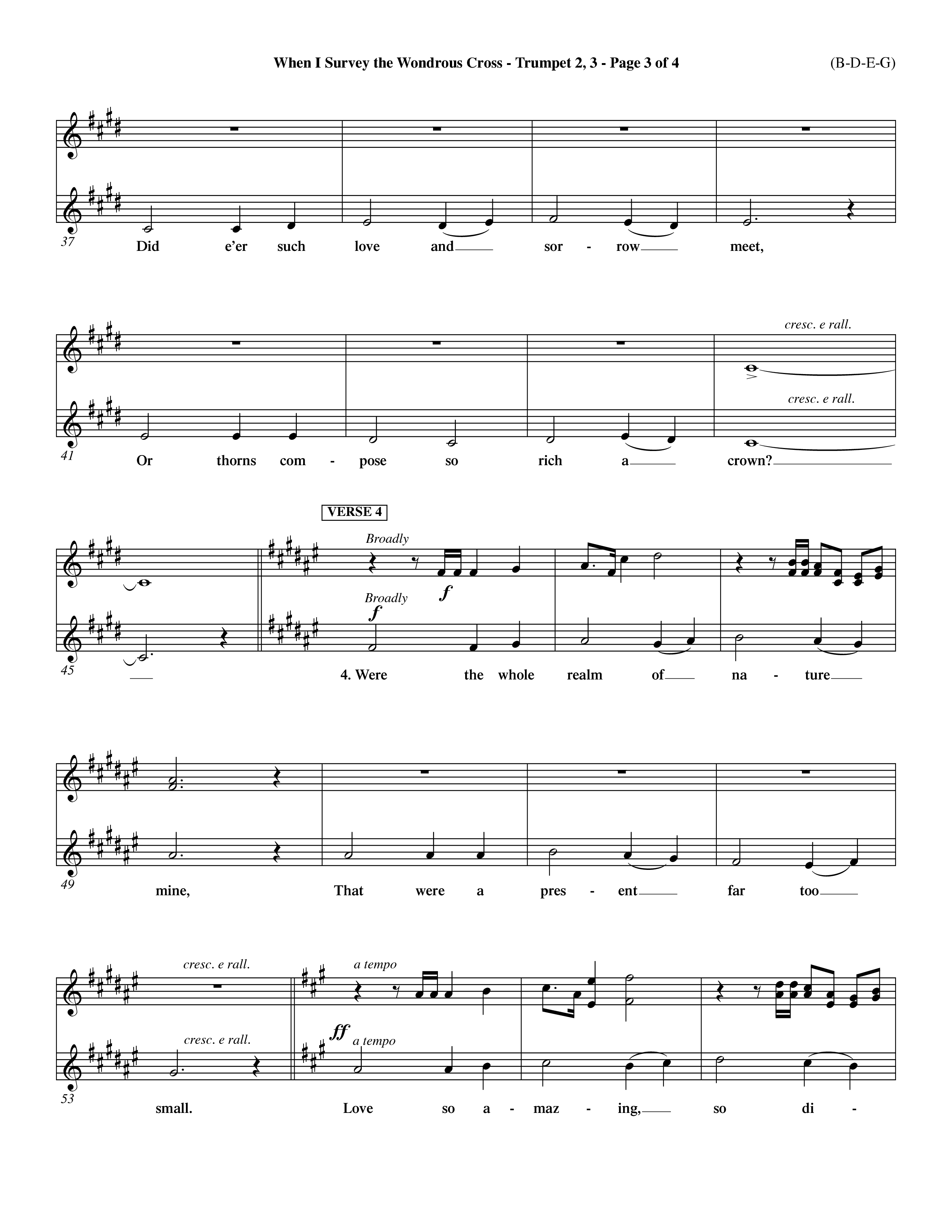 When I Survey The Wondrous Cross (Choral Anthem SATB) Trumpet 2/3 (Word Music Choral / Arr. John Coates / Orch. Dave Williamson / Orch. Keith Christopher)