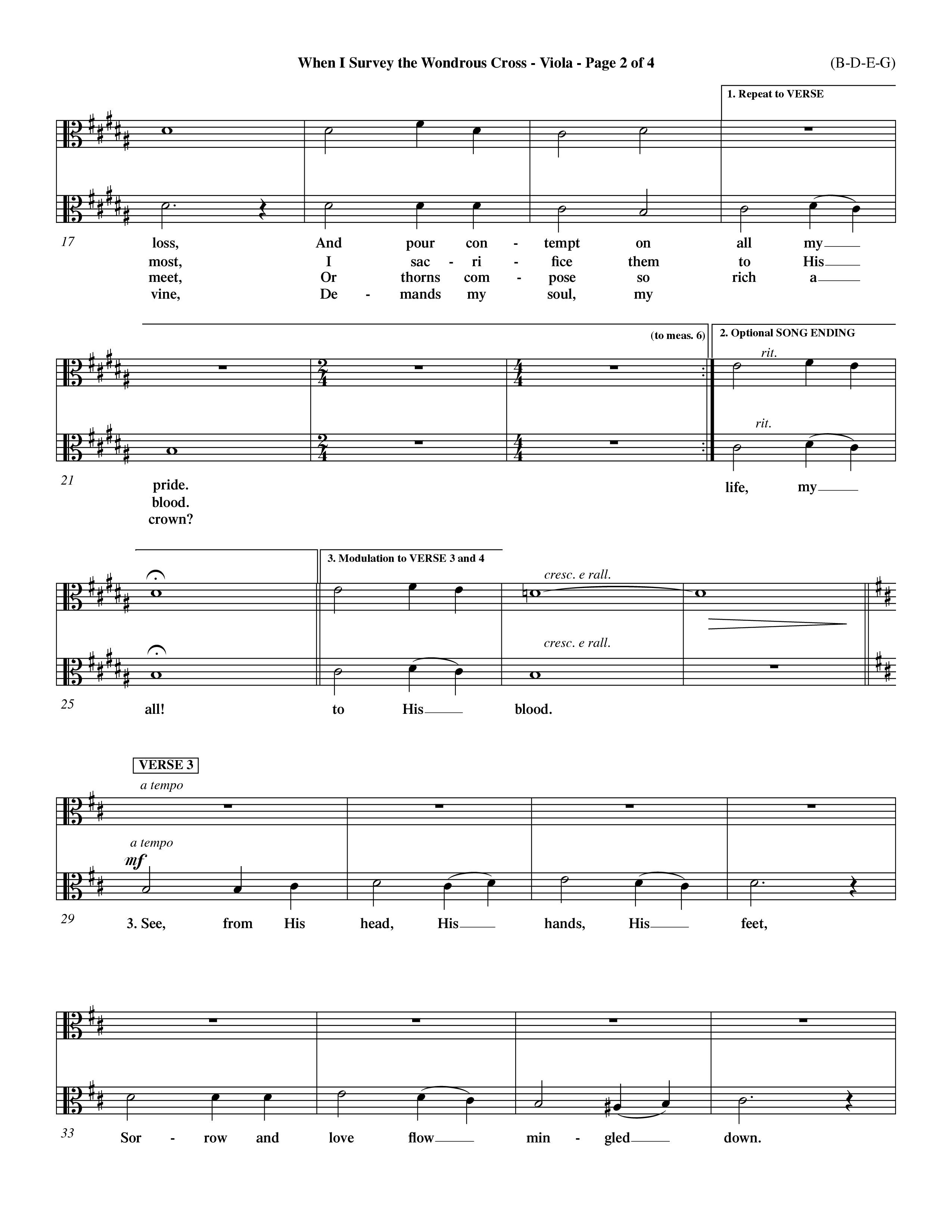 When I Survey The Wondrous Cross (Choral Anthem SATB) Viola (Word Music Choral / Arr. John Coates / Orch. Dave Williamson / Orch. Keith Christopher)