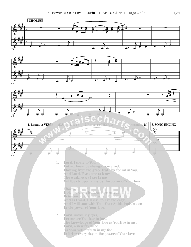 The Power Of Your Love Clarinet 1/2, Bass Clarinet (Geoff Bullock)