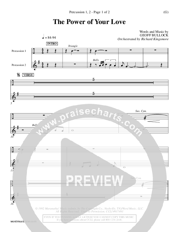 The Power Of Your Love Percussion 1/2 (Geoff Bullock)