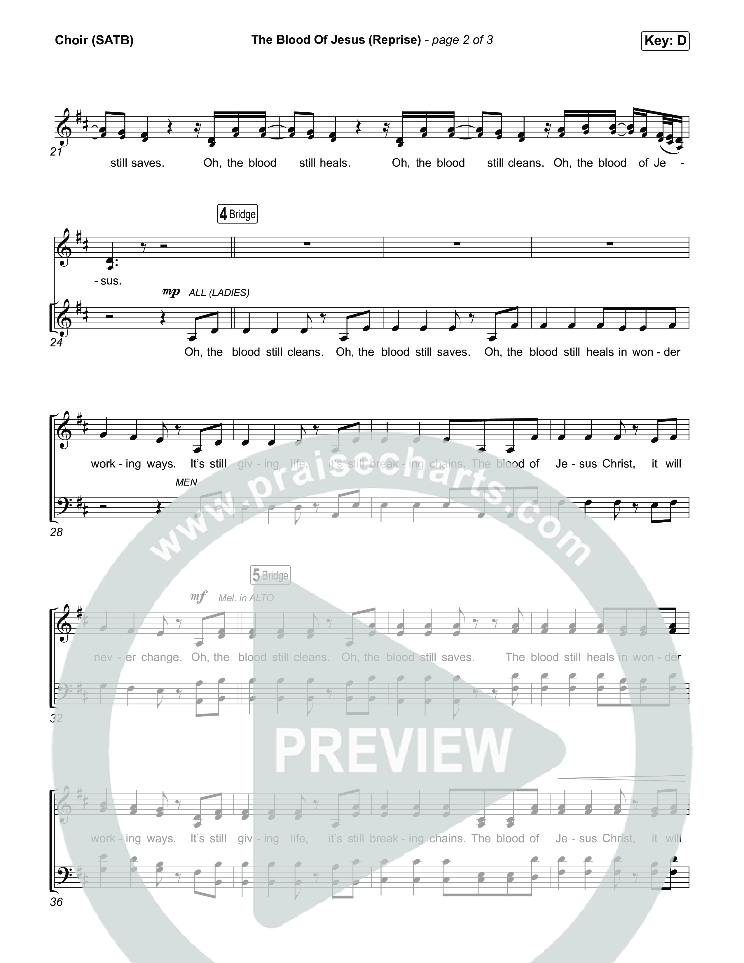 The Blood Of Jesus (Reprise) (Live) Choir Sheet (SATB) (Hope Darst)