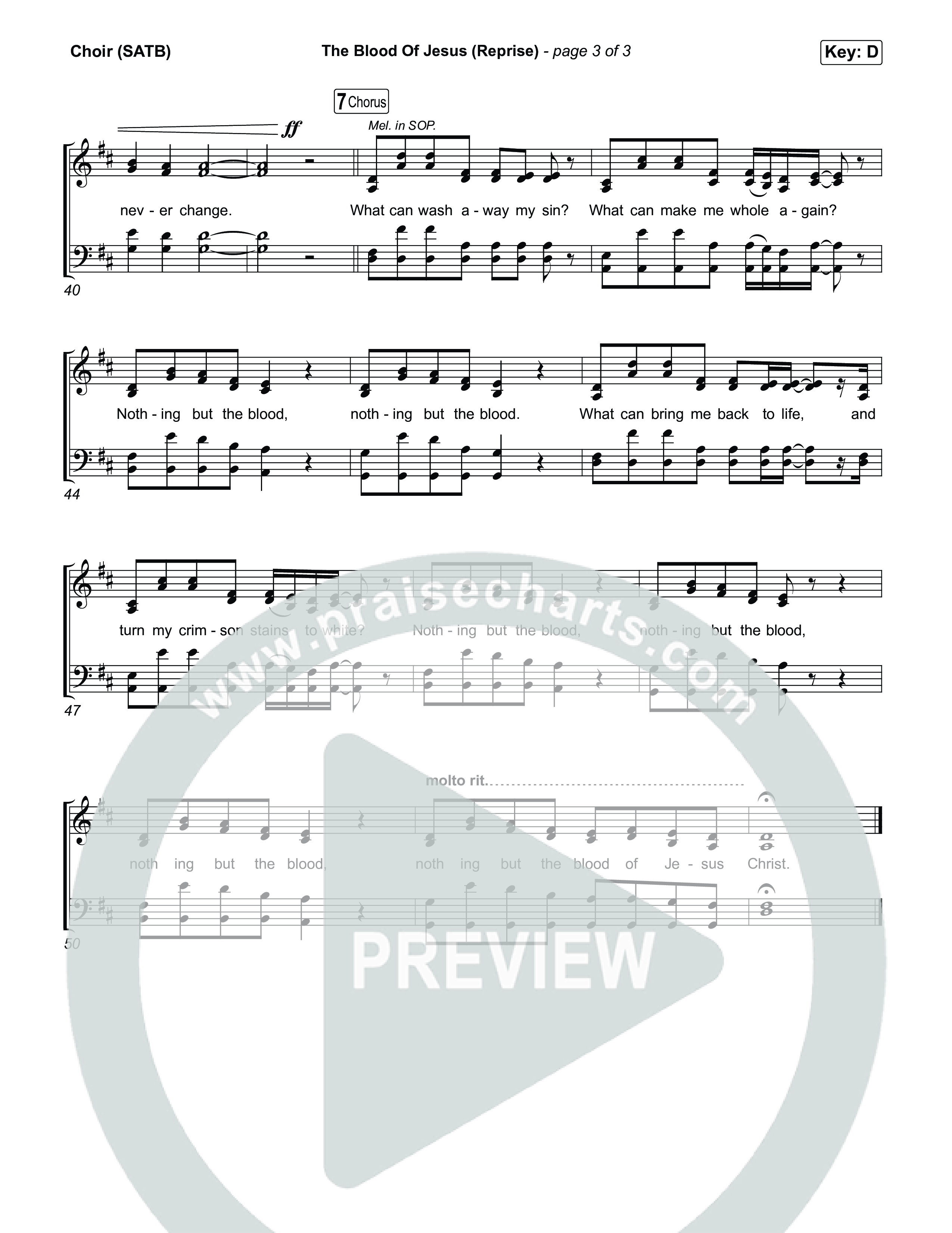 The Blood Of Jesus (Reprise) (Live) Choir Sheet (SATB) (Hope Darst)