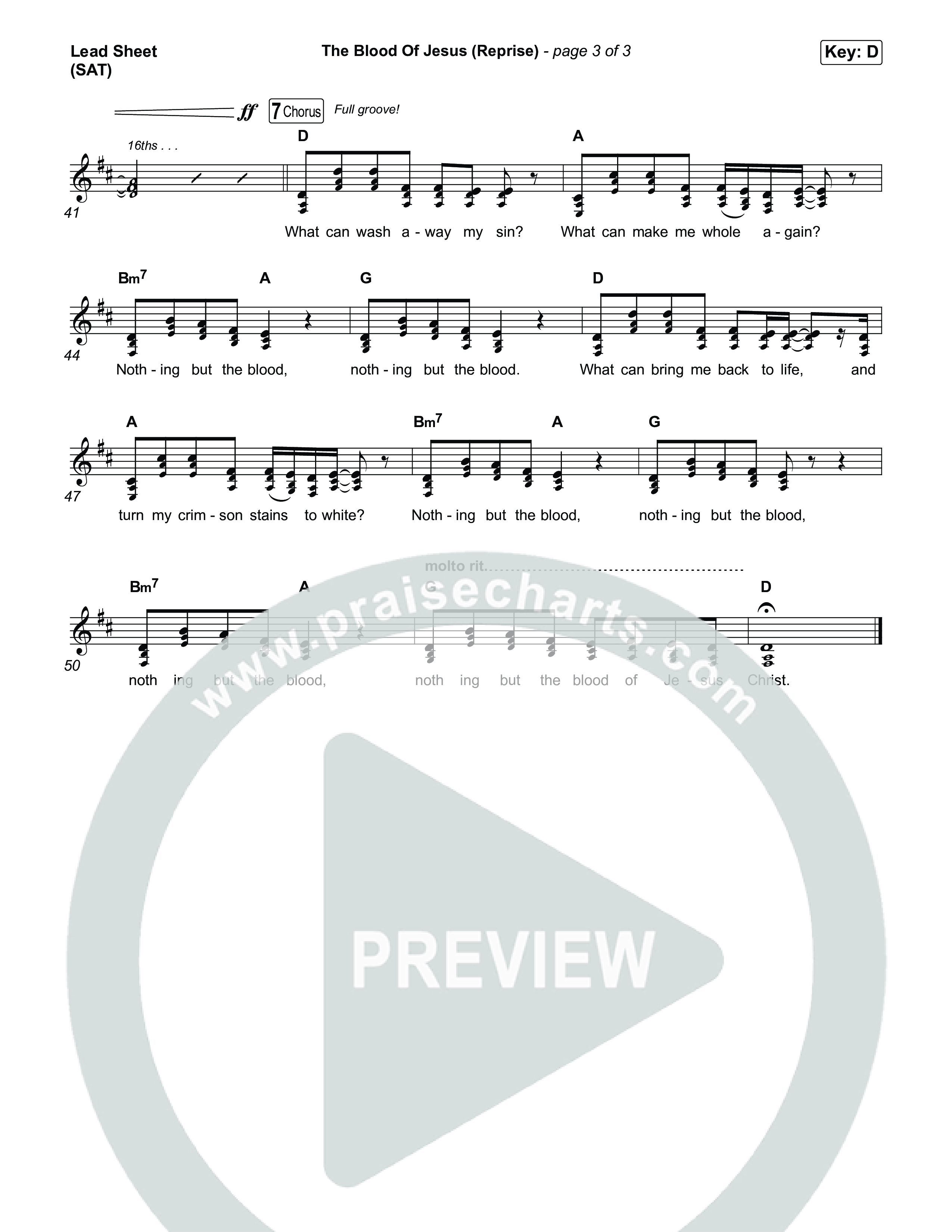 The Blood Of Jesus (Reprise) (Live) Lead Sheet (SAT) (Hope Darst)