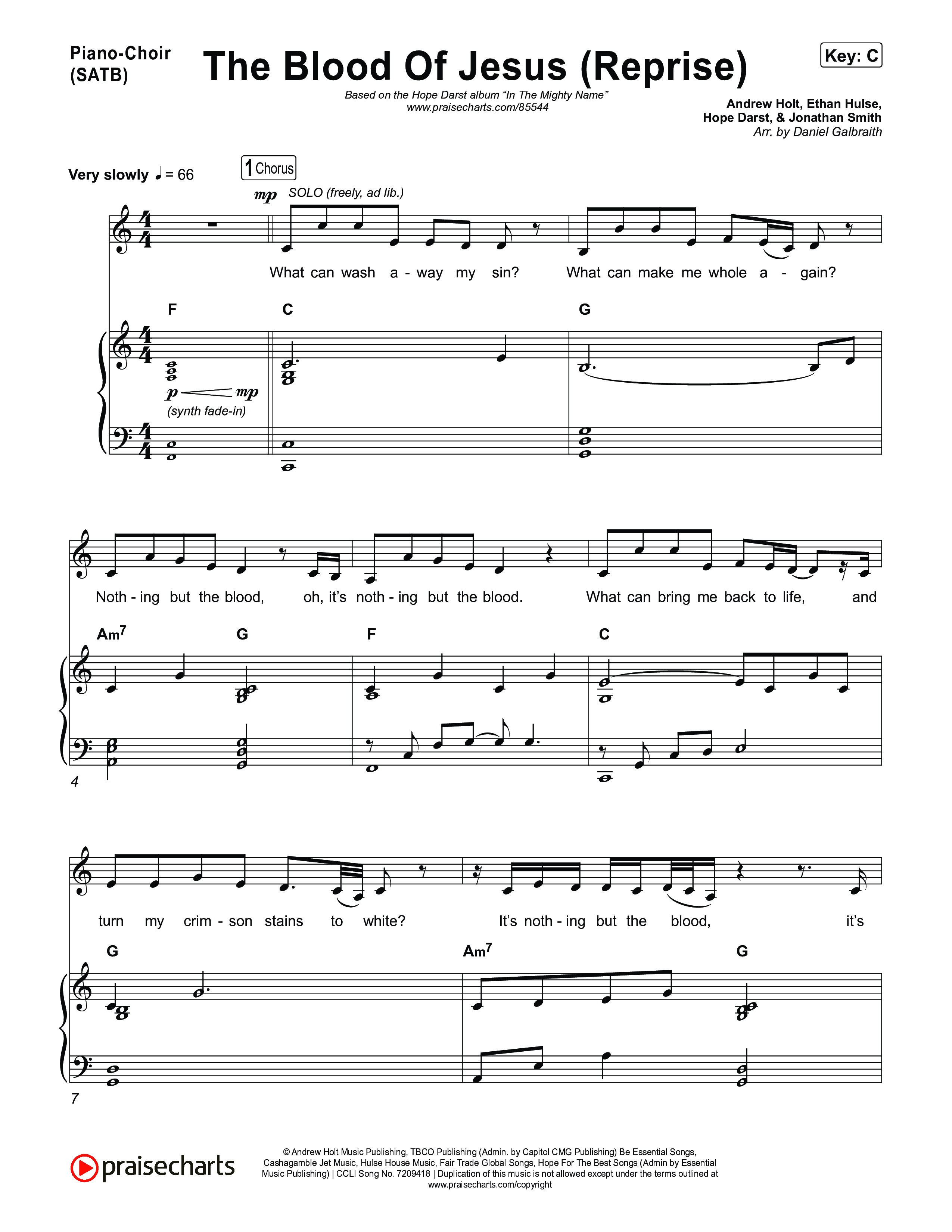 The Blood Of Jesus (Reprise) (Live) Piano/Vocal (SATB) (Hope Darst)