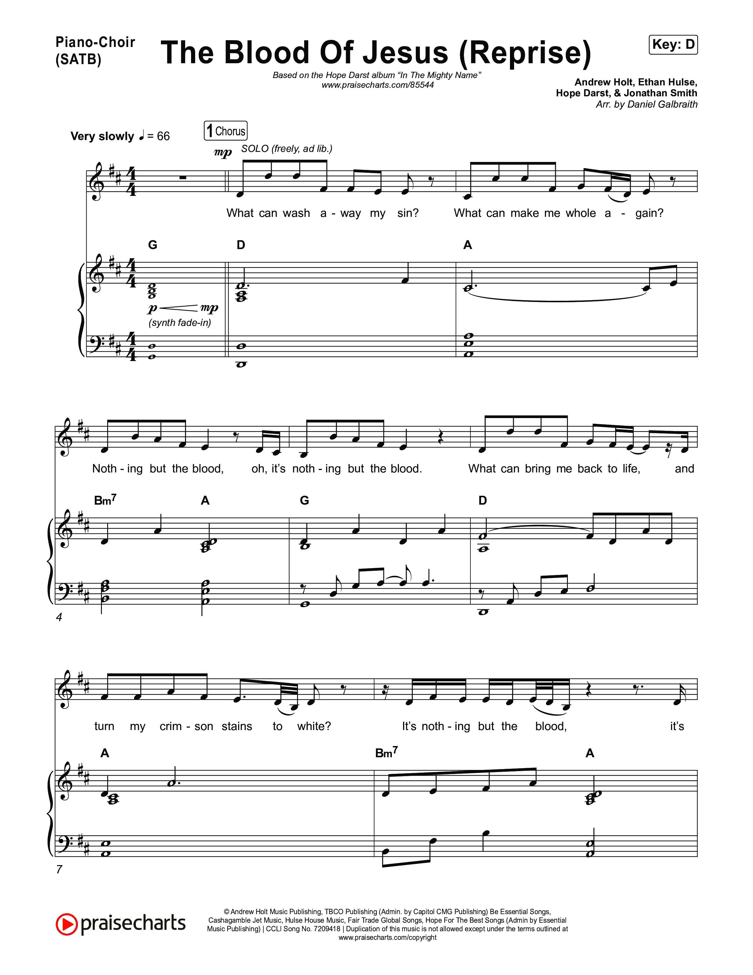 The Blood Of Jesus (Reprise) (Live) Piano/Vocal (SATB) (Hope Darst)