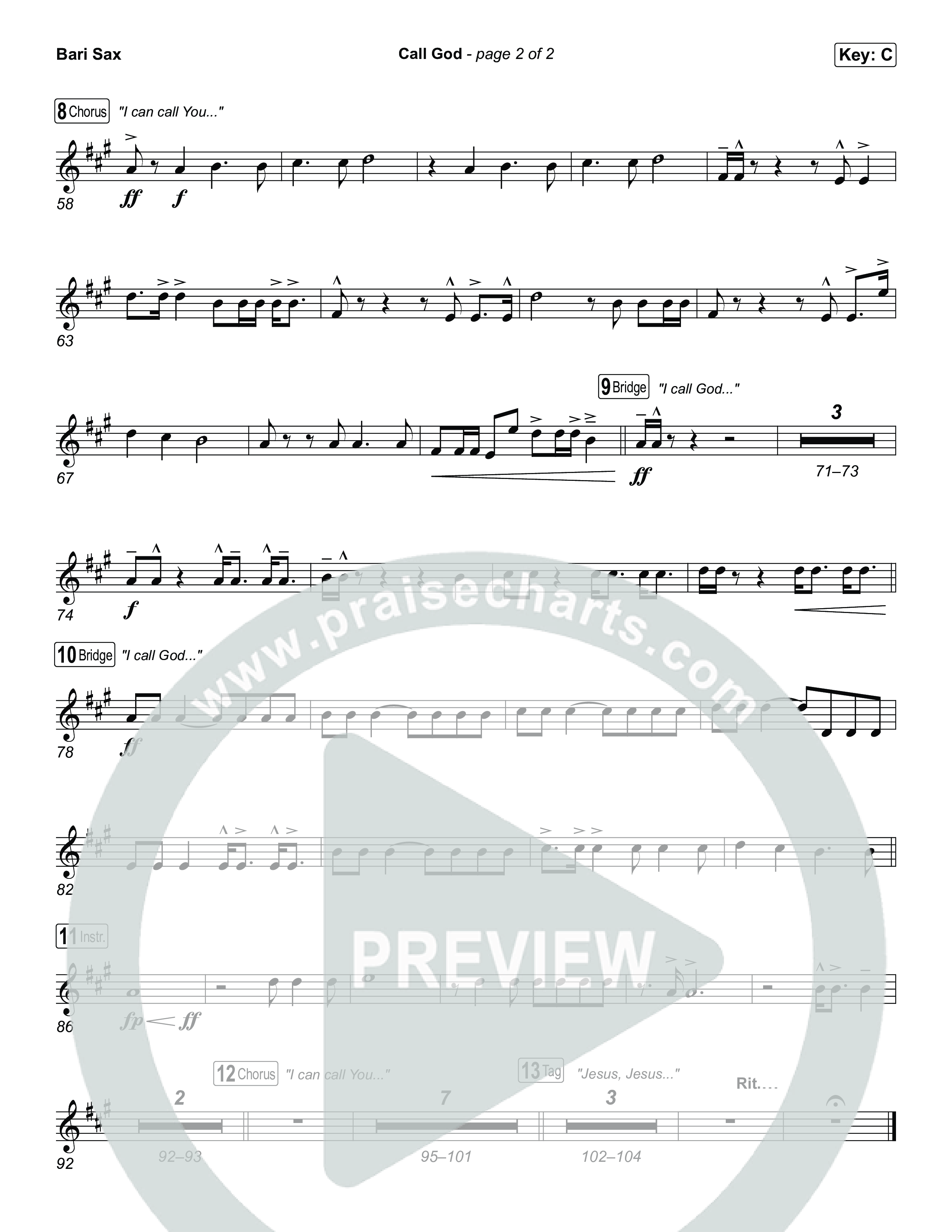 Call God Bari Sax (Elevation Worship / Chandler Moore / Chris Brown)