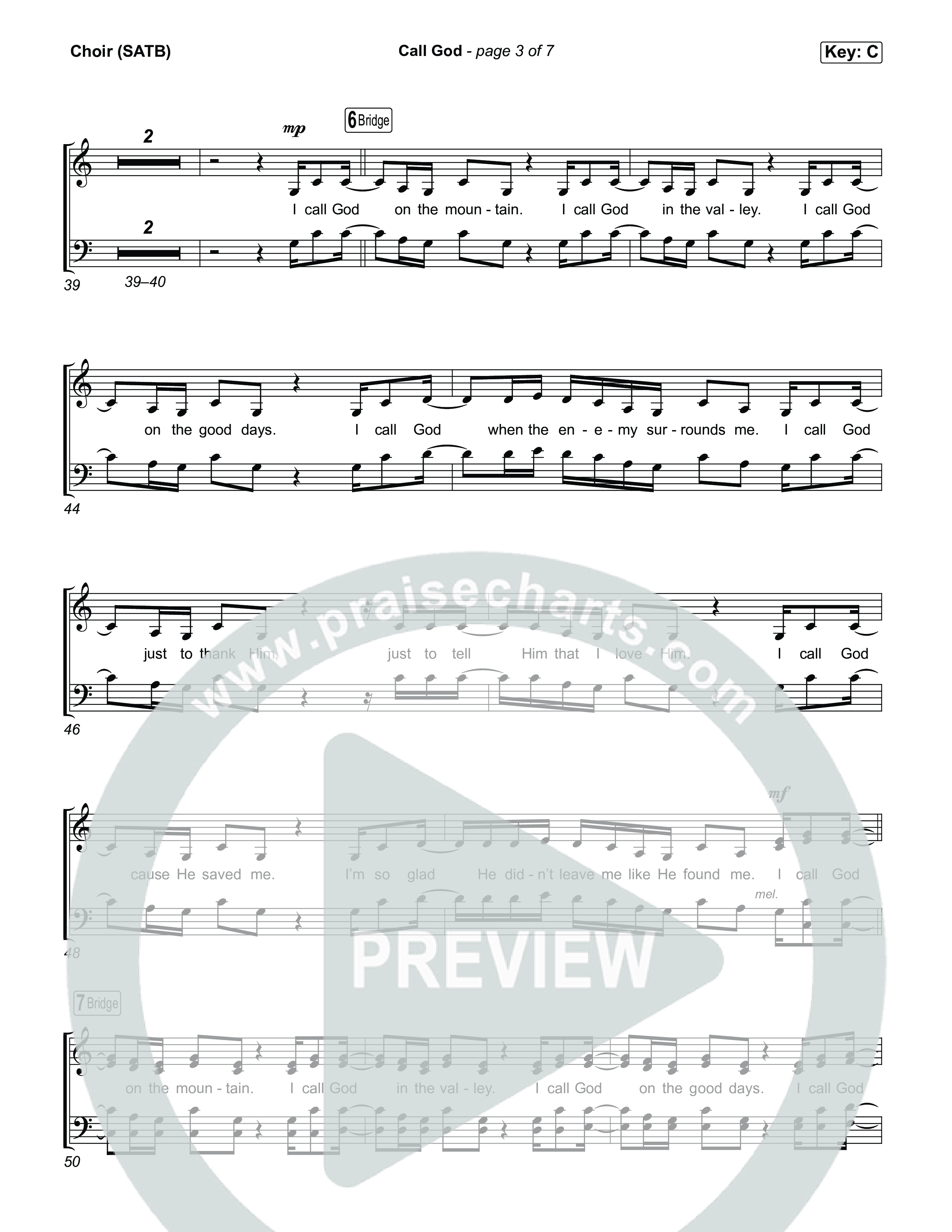 Call God Choir Sheet (SATB) (Elevation Worship / Chandler Moore / Chris Brown)