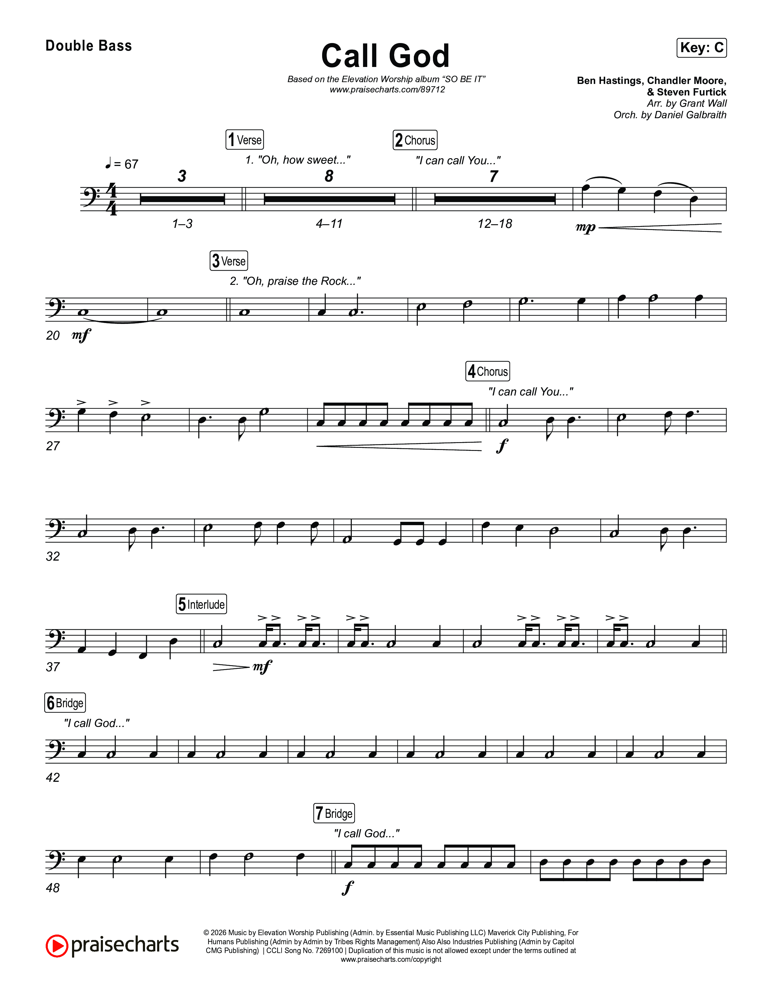 Call God String Bass (Elevation Worship / Chandler Moore / Chris Brown)