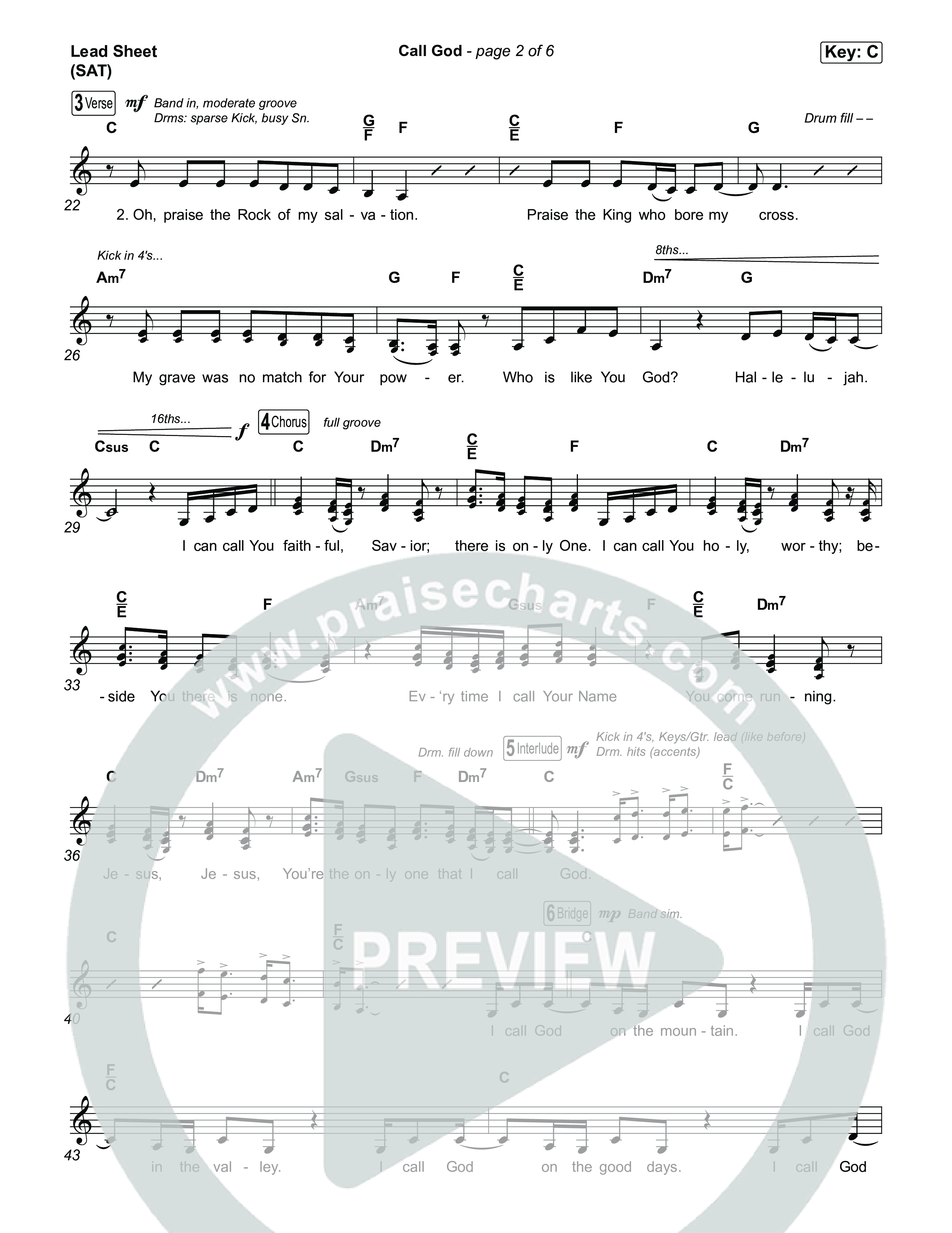 Call God Lead Sheet (SAT) (Elevation Worship / Chandler Moore / Chris Brown)