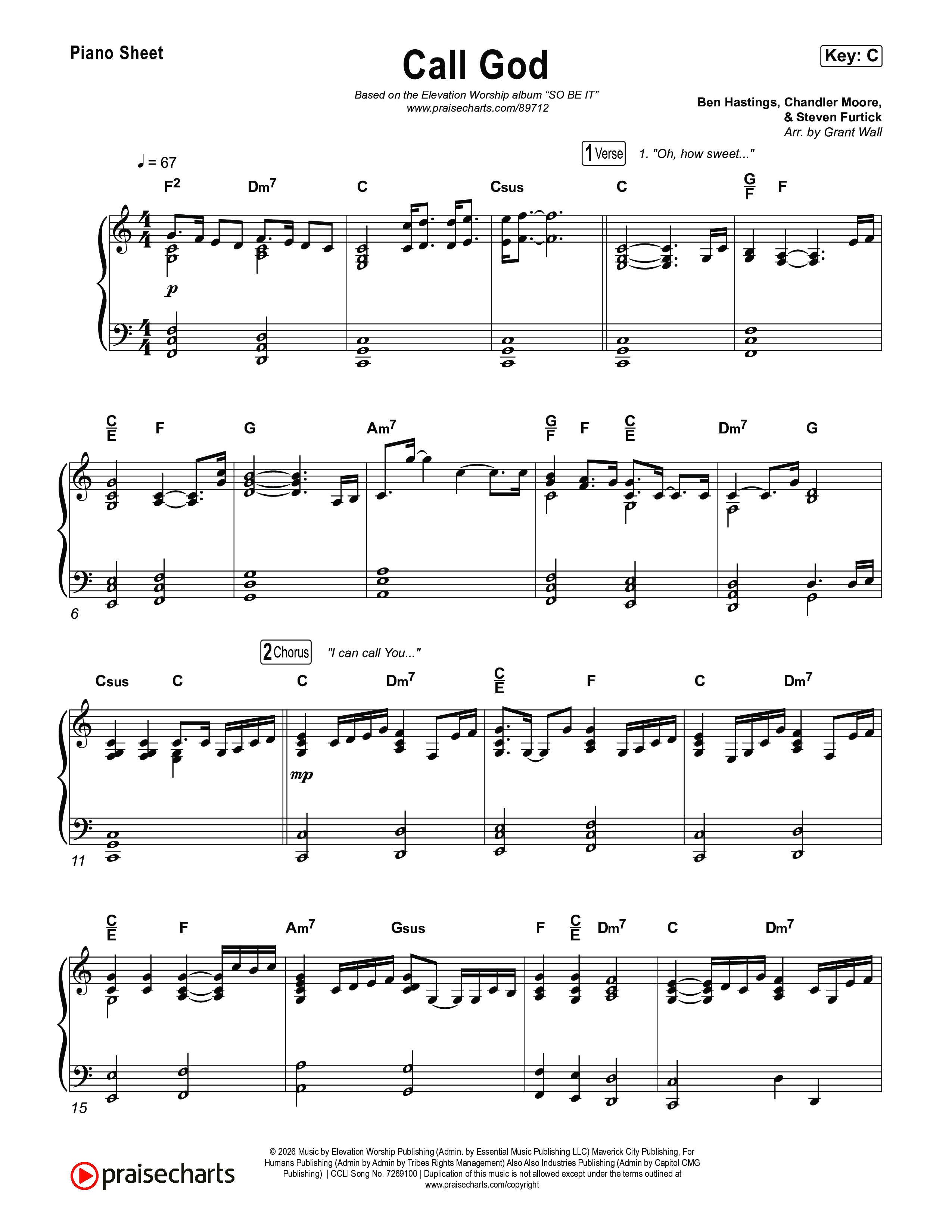 Call God Piano Sheet (Elevation Worship / Chandler Moore / Chris Brown)