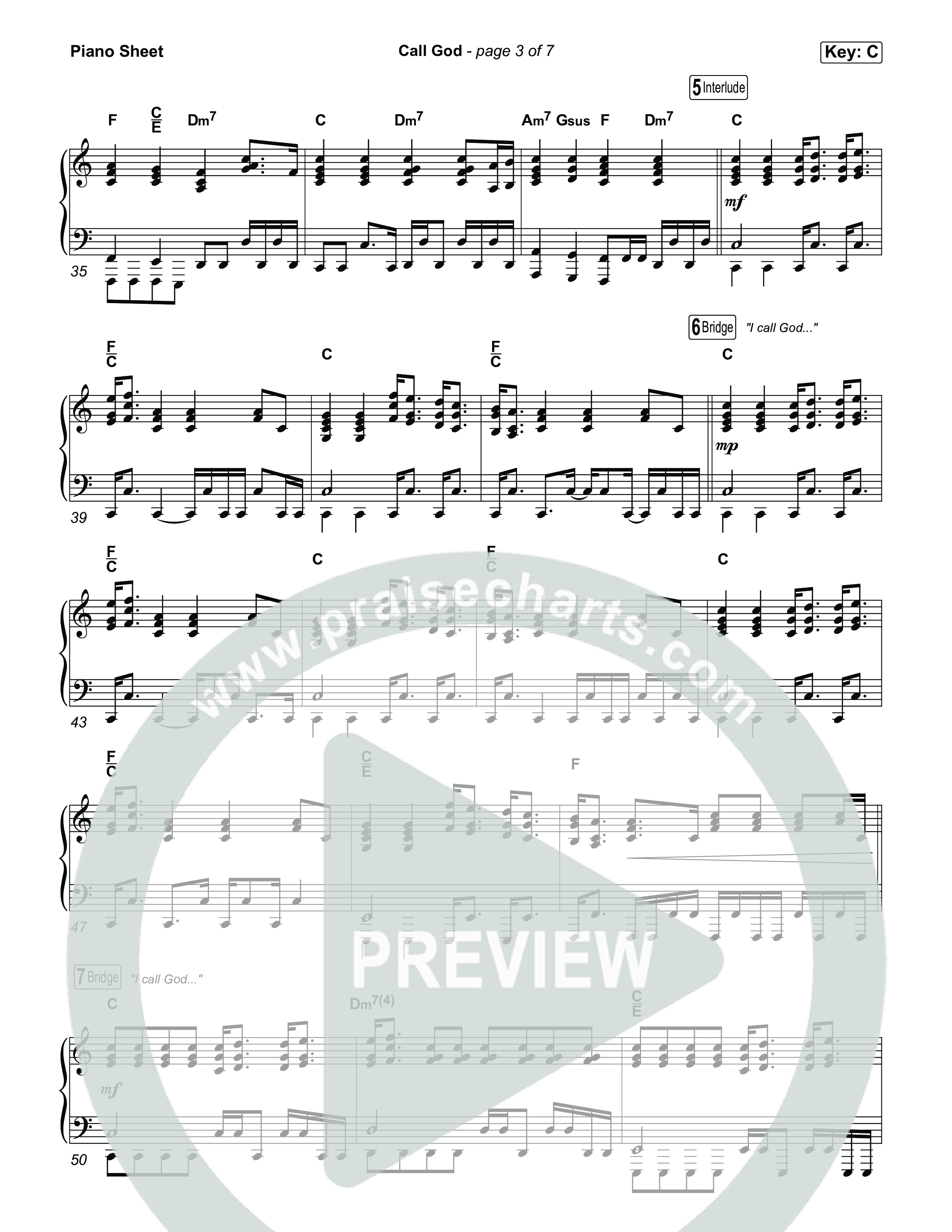 Call God Piano Sheet (Elevation Worship / Chandler Moore / Chris Brown)