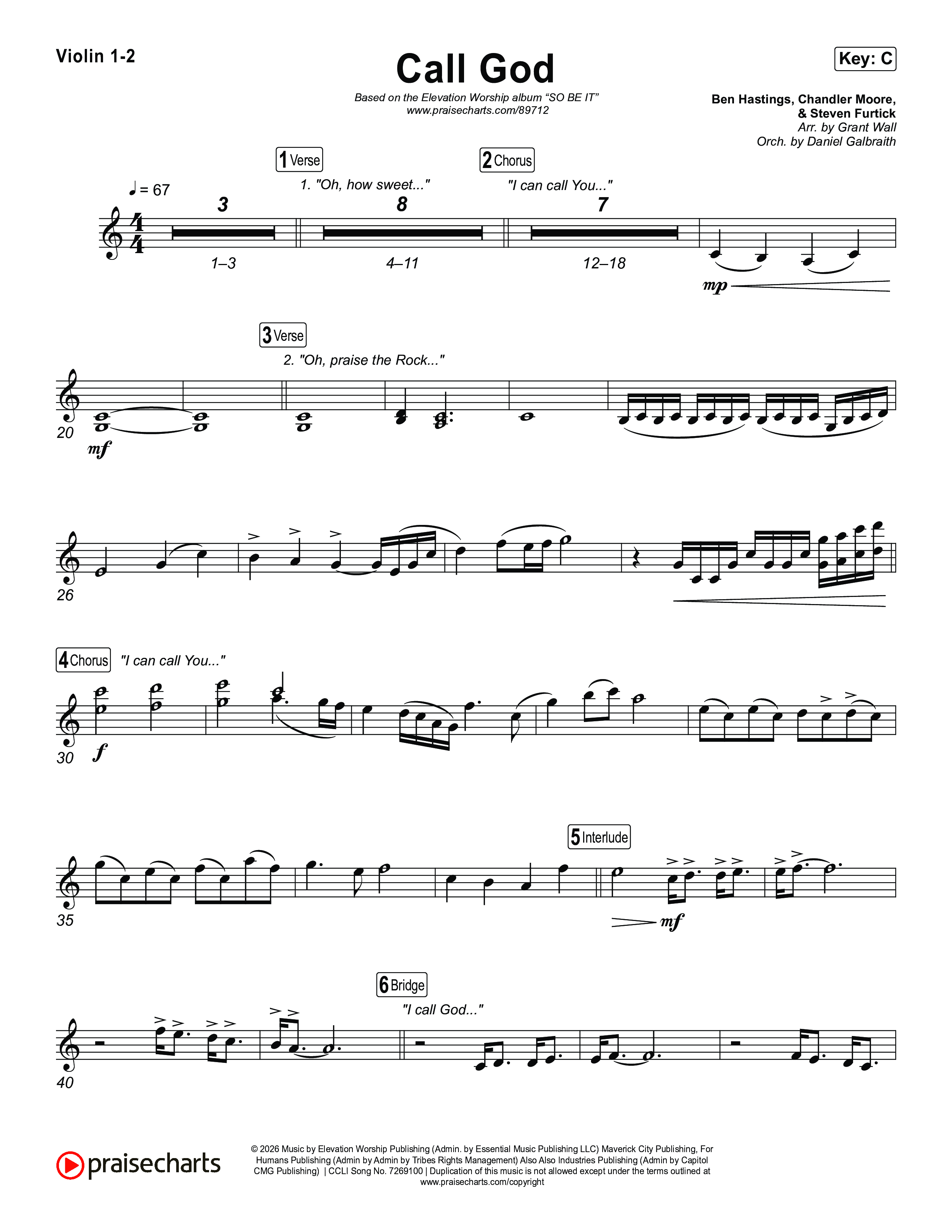 Call God Violin 1,2 (Elevation Worship / Chandler Moore / Chris Brown)