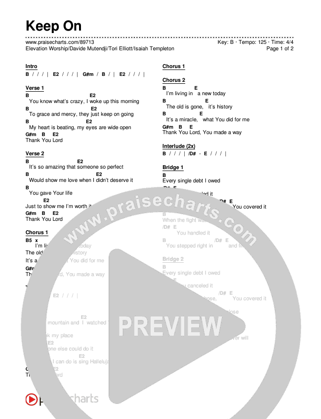 Keep On Chords & Lyrics (Elevation Worship / Davide Mutendji / Tori Elliott / Isaiah Templeton)