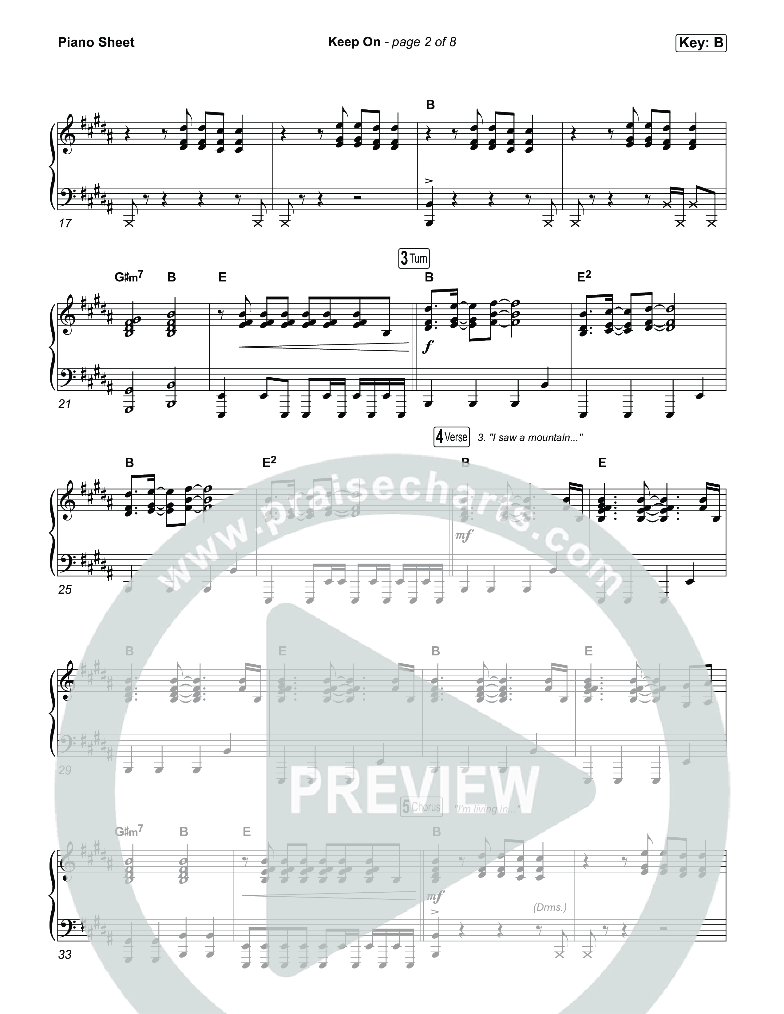 Keep On Piano Sheet (Elevation Worship / Davide Mutendji / Tori Elliott / Isaiah Templeton)