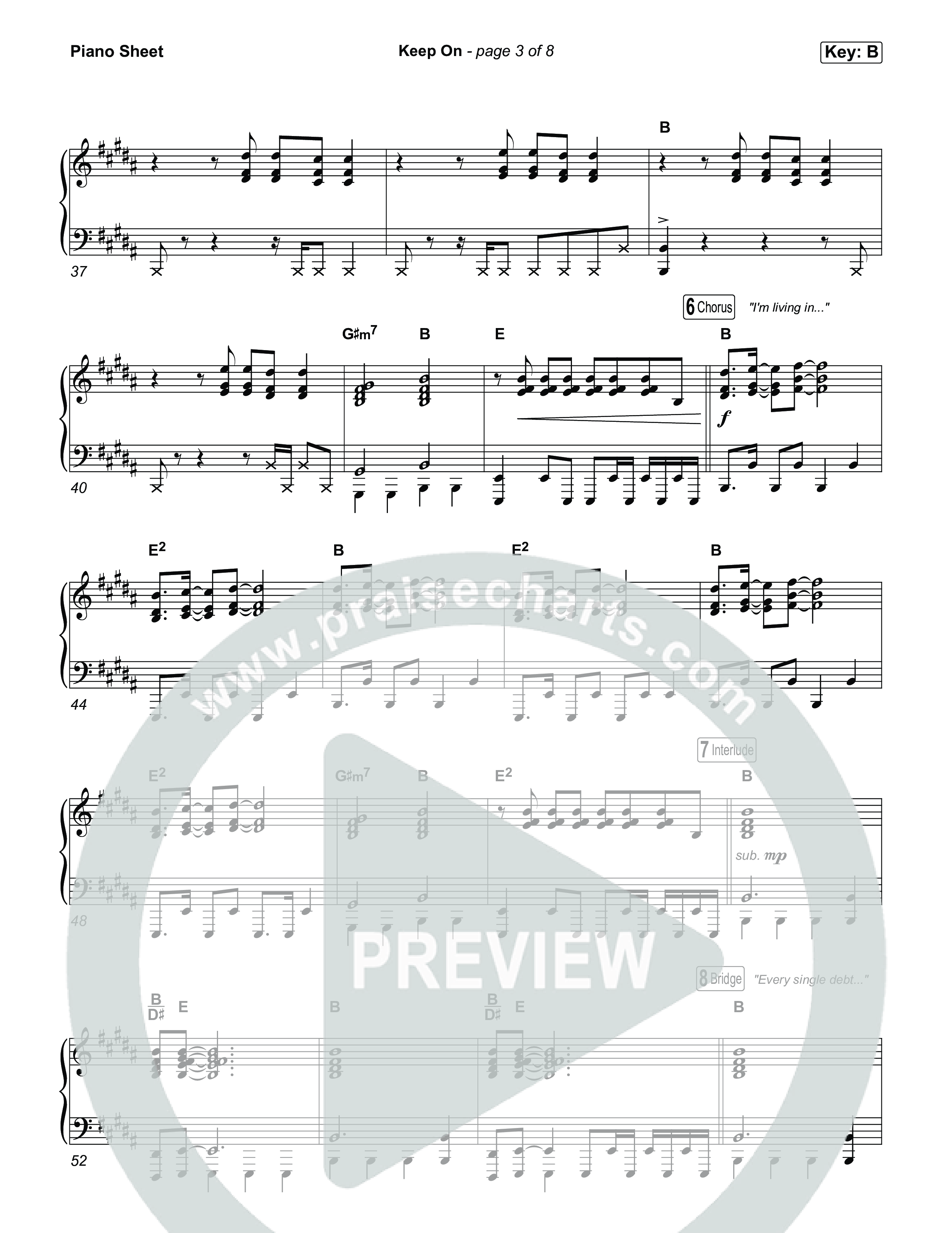 Keep On Piano Sheet (Elevation Worship / Davide Mutendji / Tori Elliott / Isaiah Templeton)