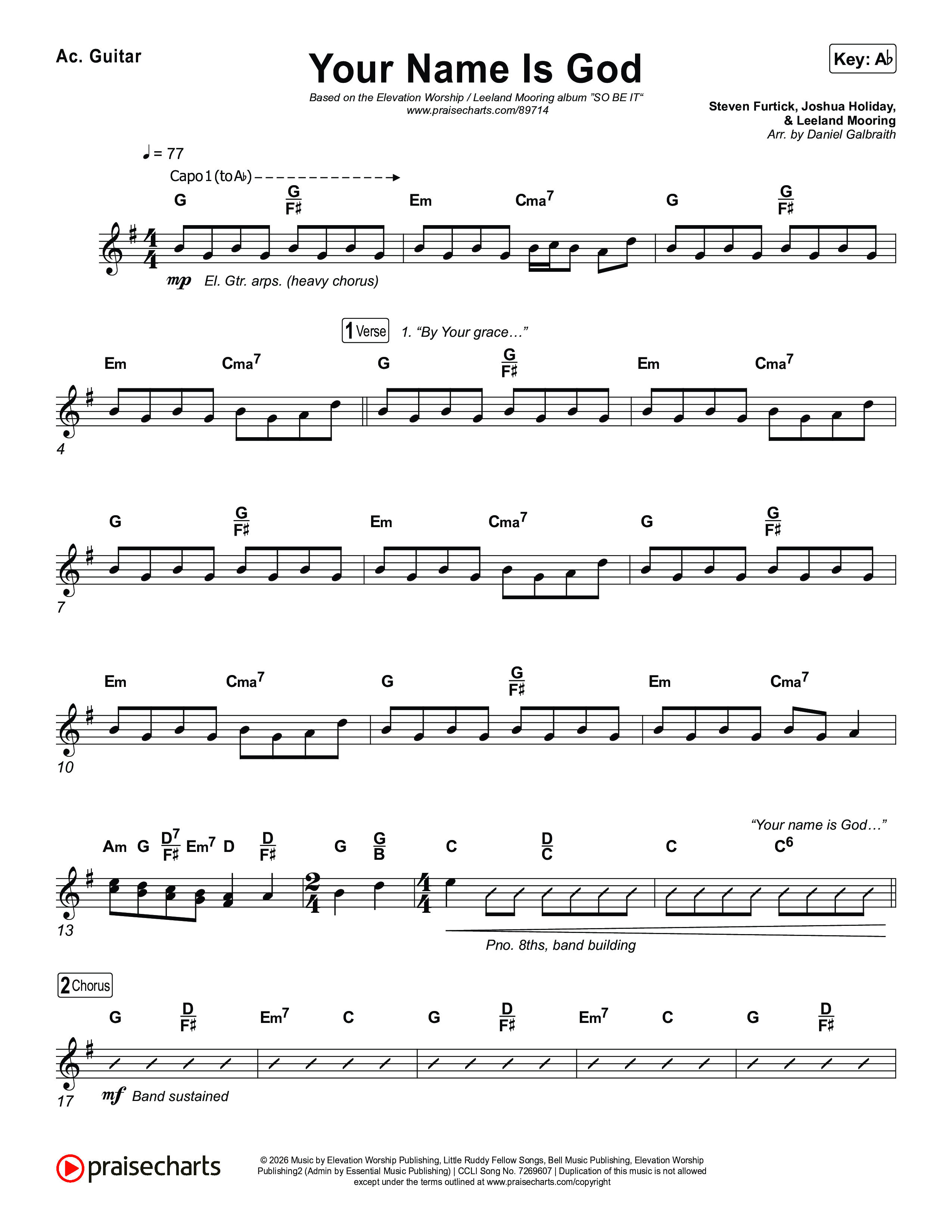 Your Name Is God Acoustic Guitar (Elevation Worship / Leeland Mooring)