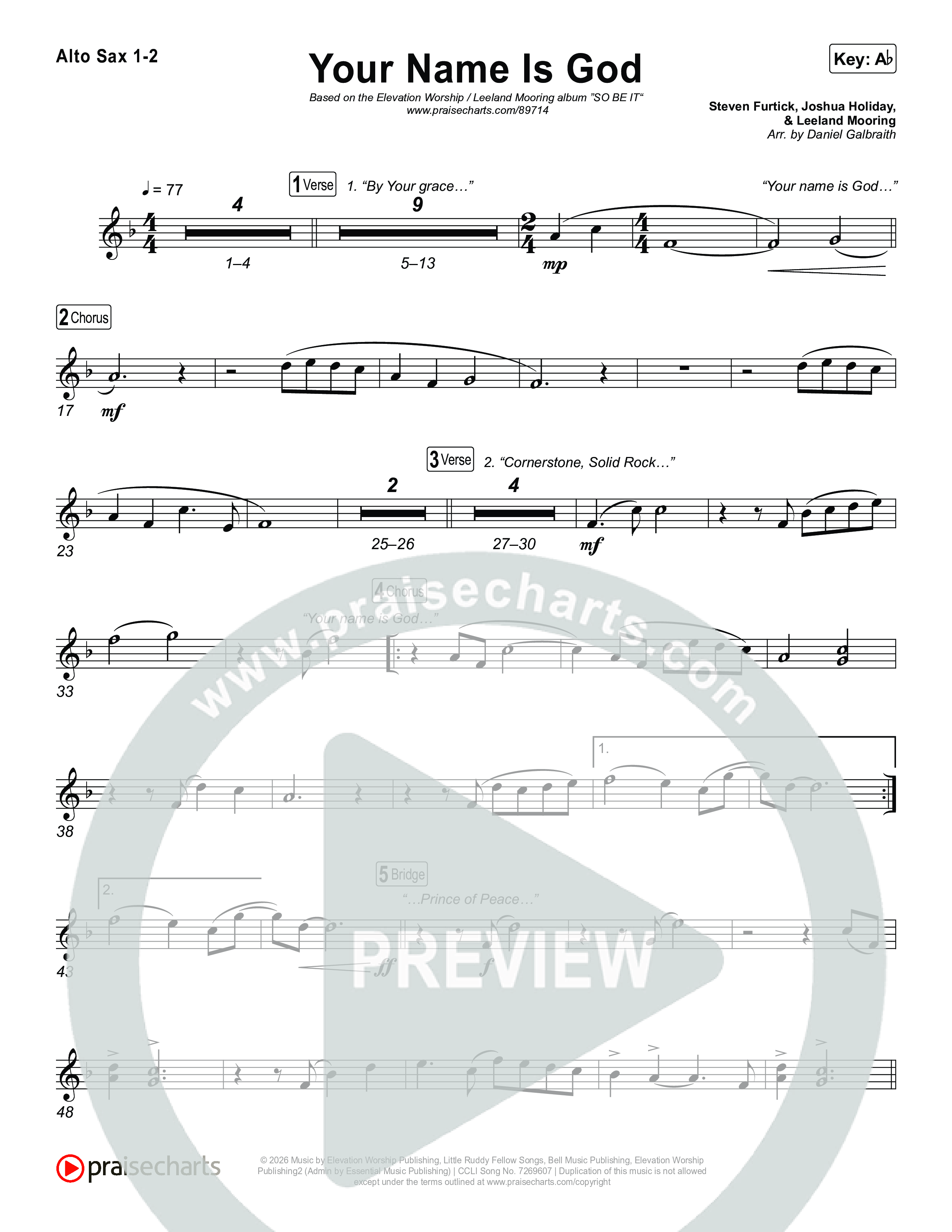 Your Name Is God Sax Pack (Elevation Worship / Leeland Mooring)