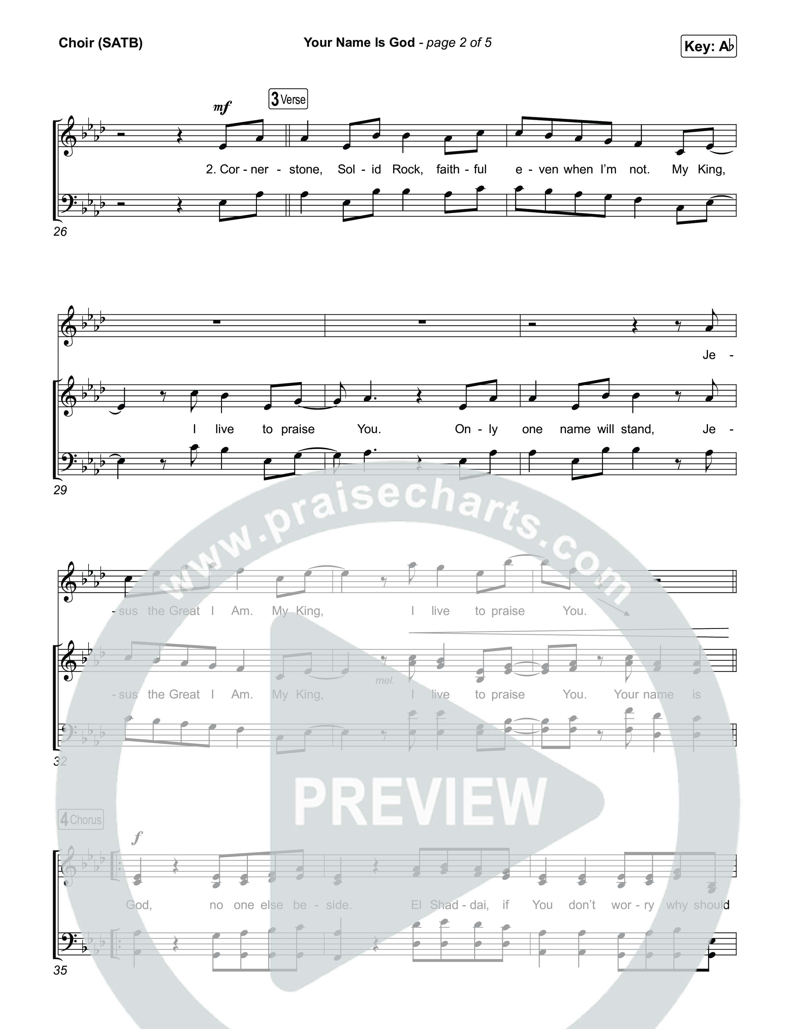 Your Name Is God Choir Sheet (SATB) (Elevation Worship / Leeland Mooring)