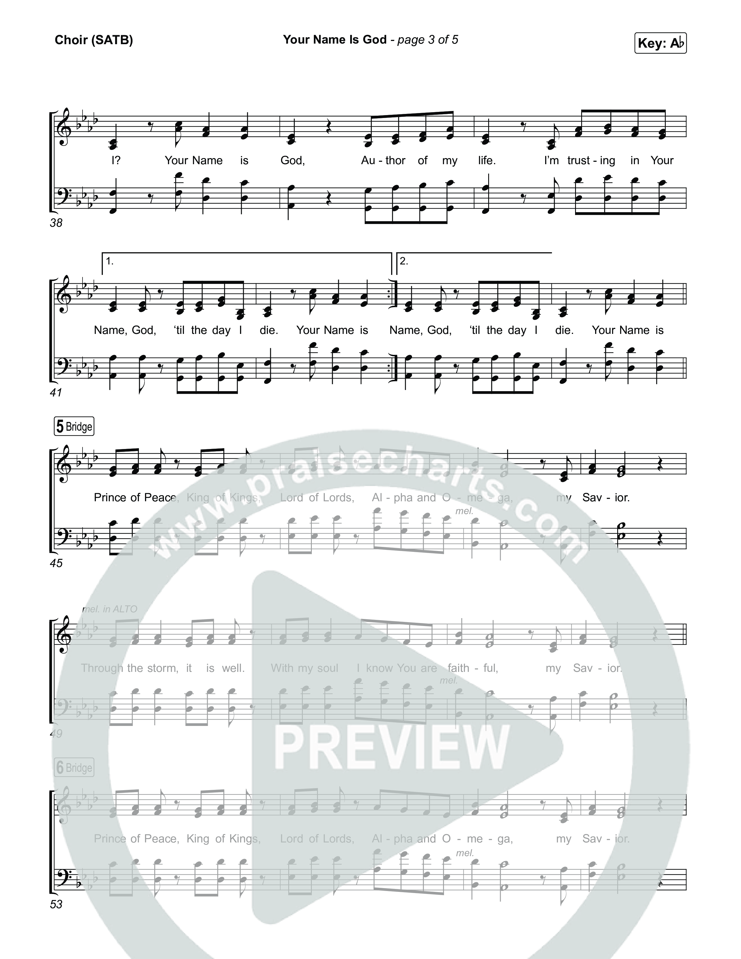 Your Name Is God Choir Sheet (SATB) (Elevation Worship / Leeland Mooring)