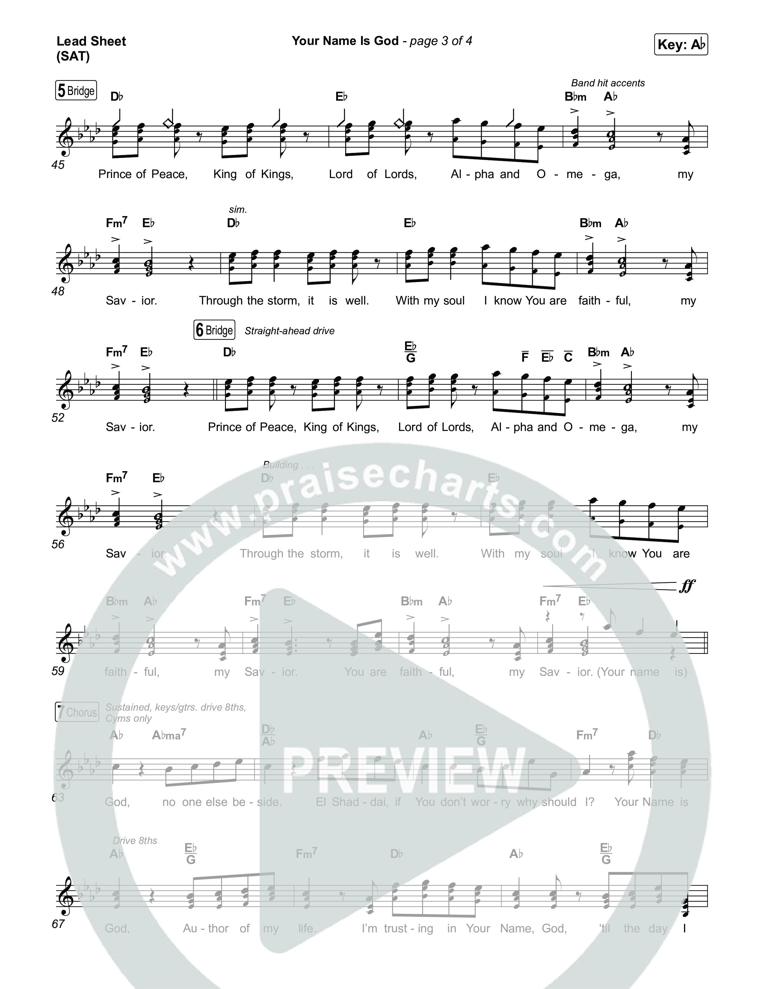 Your Name Is God Lead Sheet (SAT) (Elevation Worship / Leeland Mooring)