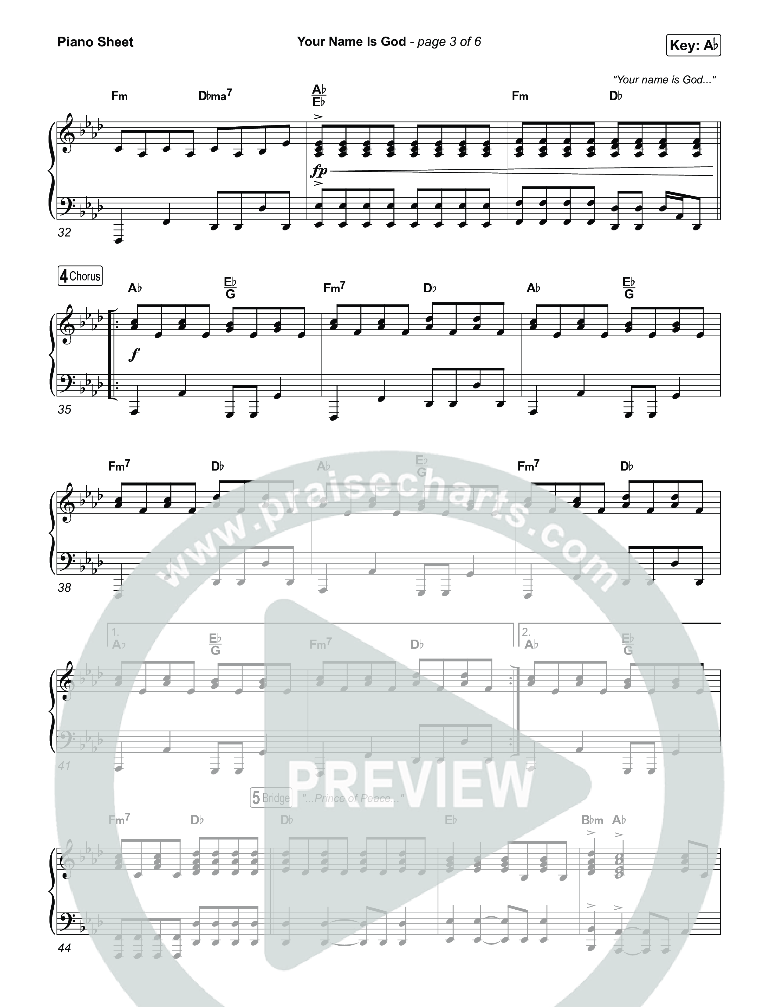 Your Name Is God Piano Sheet (Elevation Worship / Leeland Mooring)