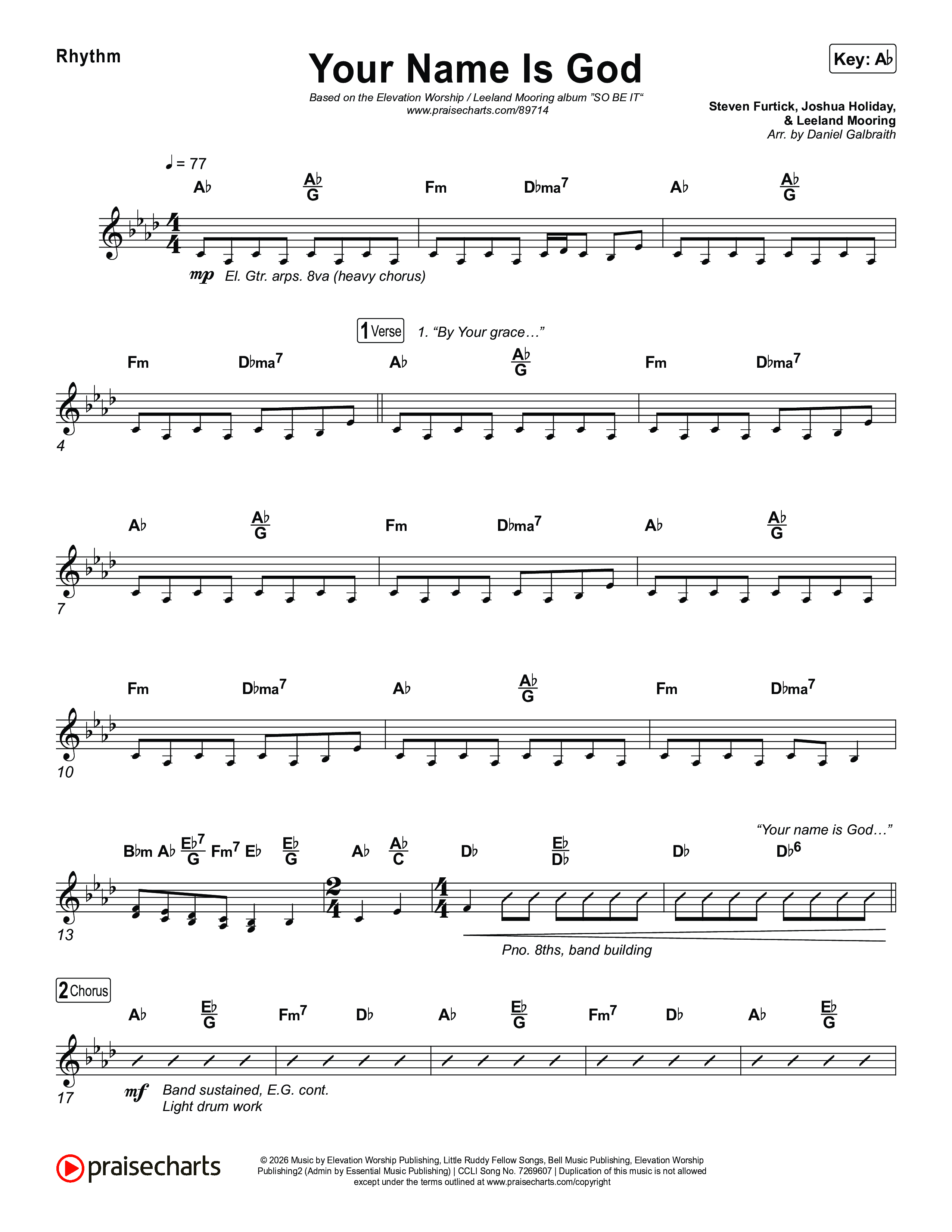 Your Name Is God Rhythm Chart (Elevation Worship / Leeland Mooring)