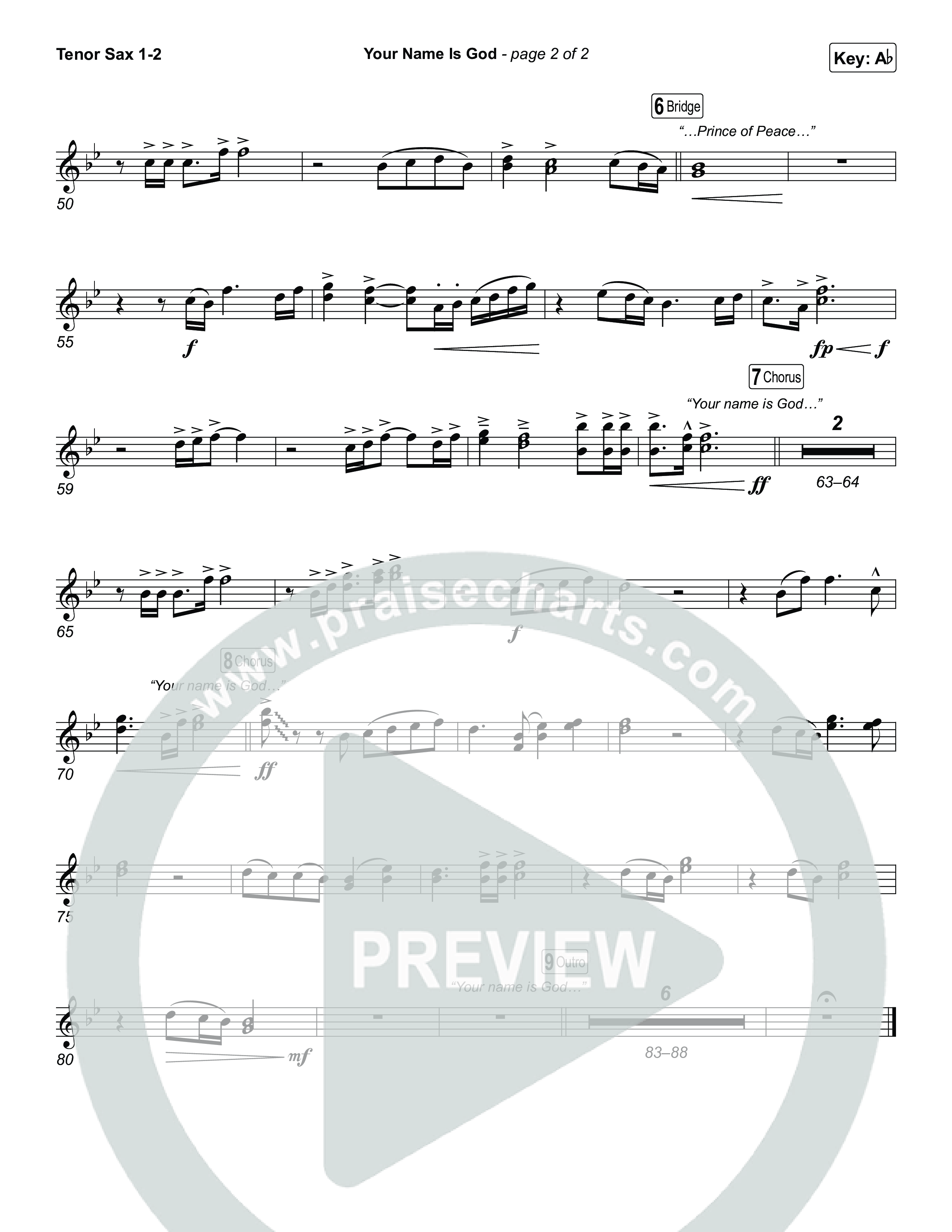Your Name Is God Tenor Sax 1,2 (Elevation Worship / Leeland Mooring)