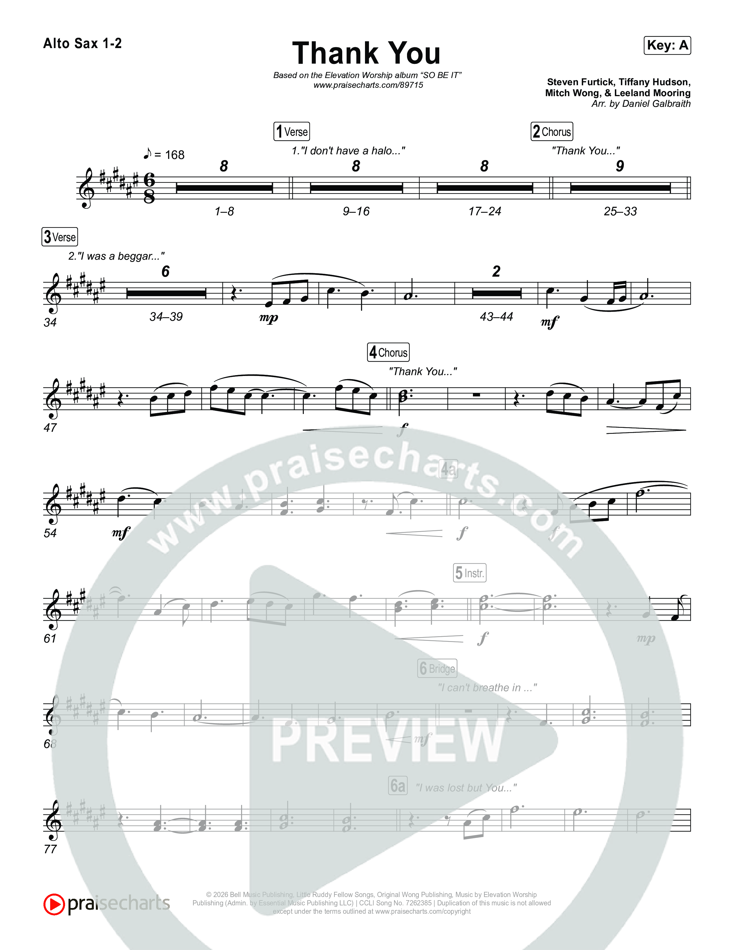 Thank You Alto Sax 1,2 (Elevation Worship / Tiffany Hudson)