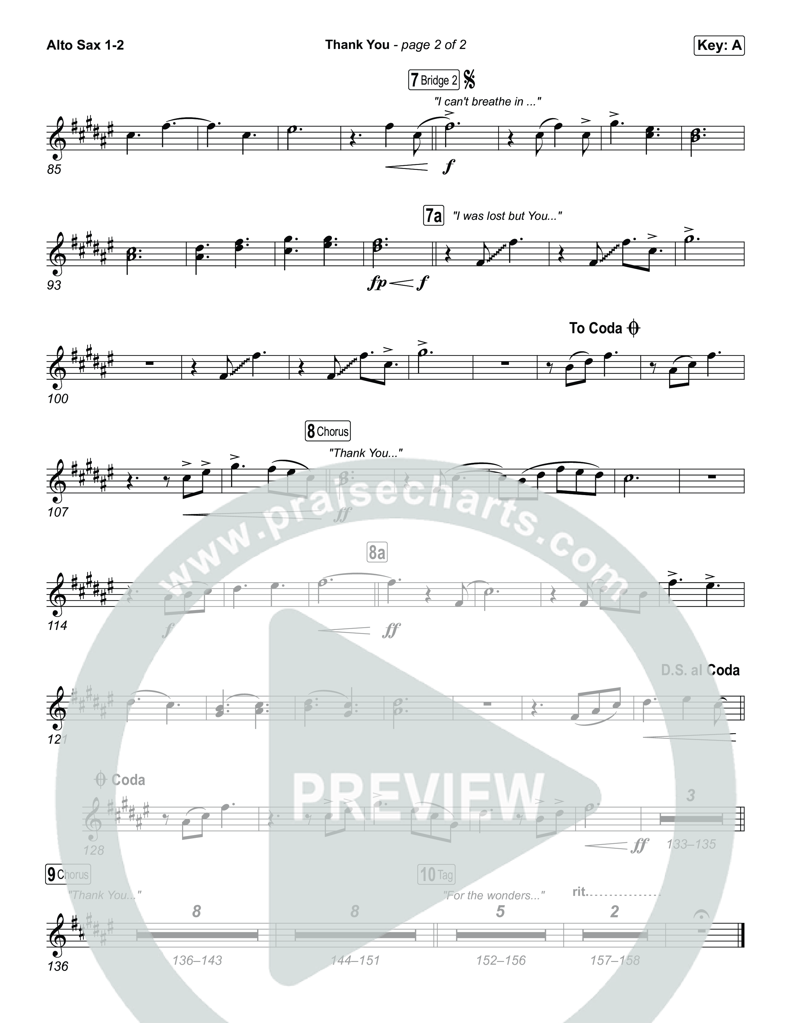 Thank You Alto Sax 1,2 (Elevation Worship / Tiffany Hudson)