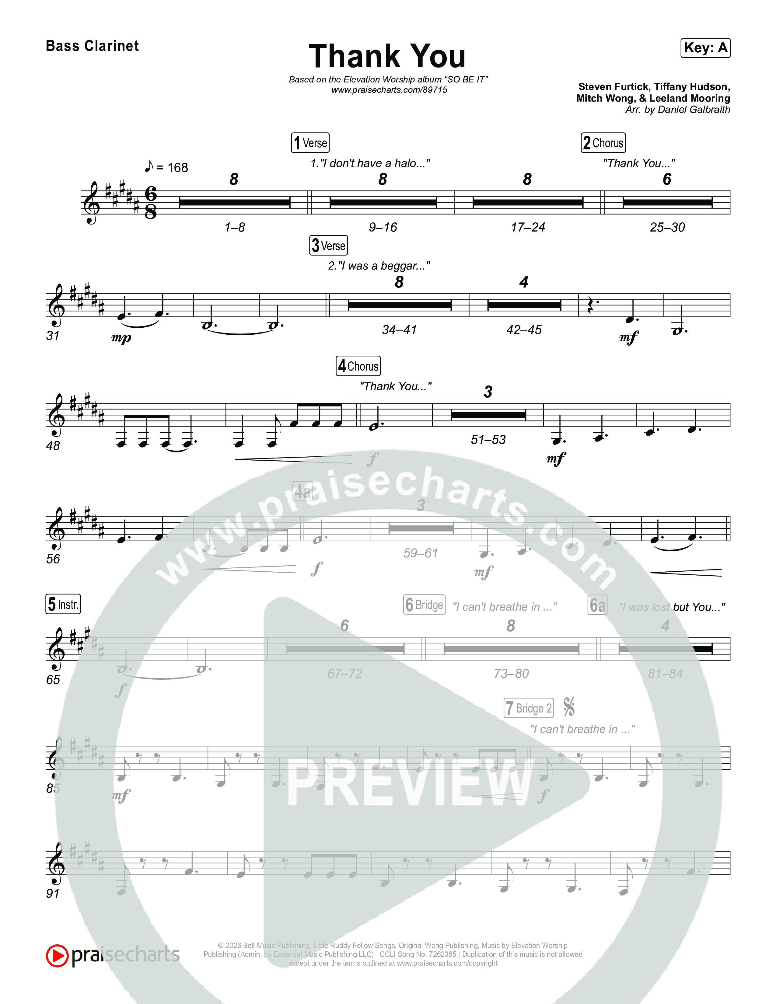 Thank You Bass Clarinet (Elevation Worship / Tiffany Hudson)