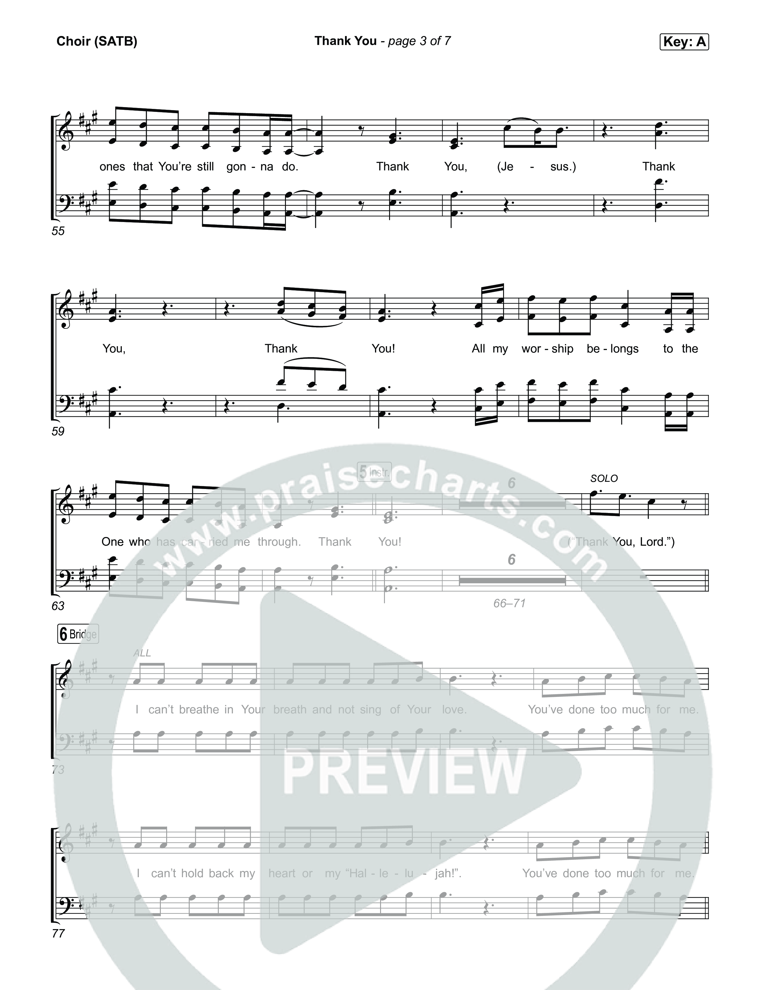 Thank You Choir Sheet (SATB) (Elevation Worship / Tiffany Hudson)