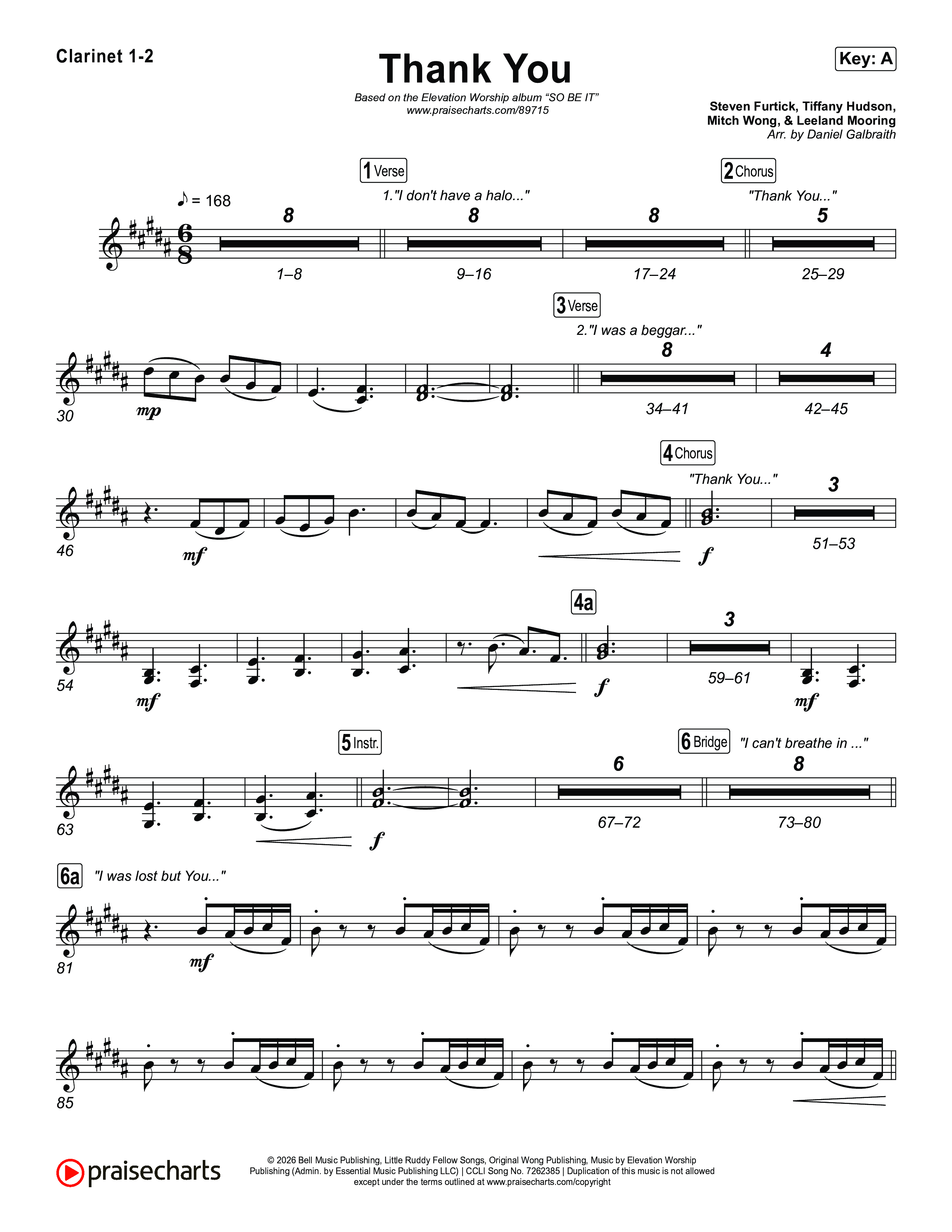 Thank You Clarinet 1/2 (Elevation Worship / Tiffany Hudson)