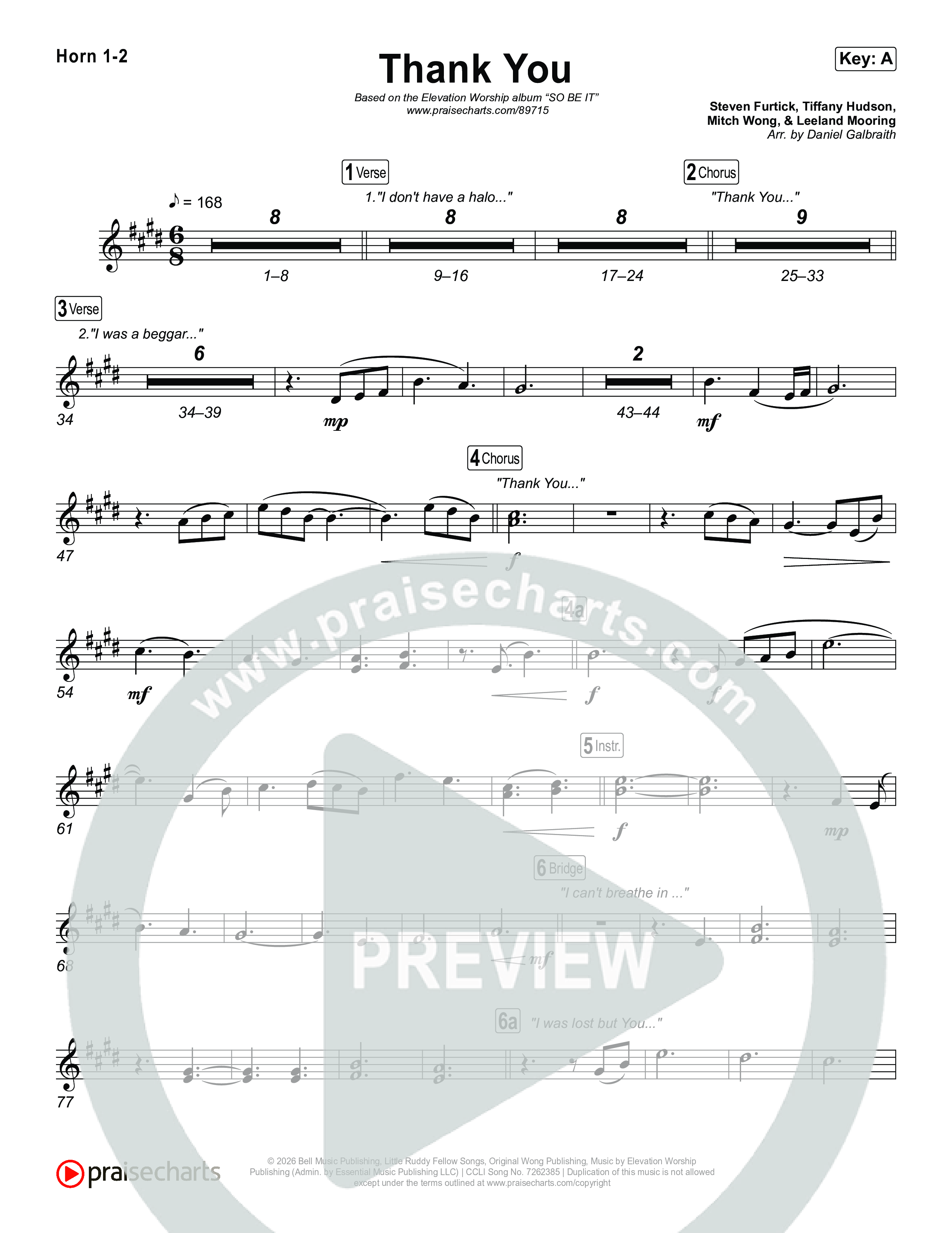 Thank You French Horn 1,2 (Elevation Worship / Tiffany Hudson)