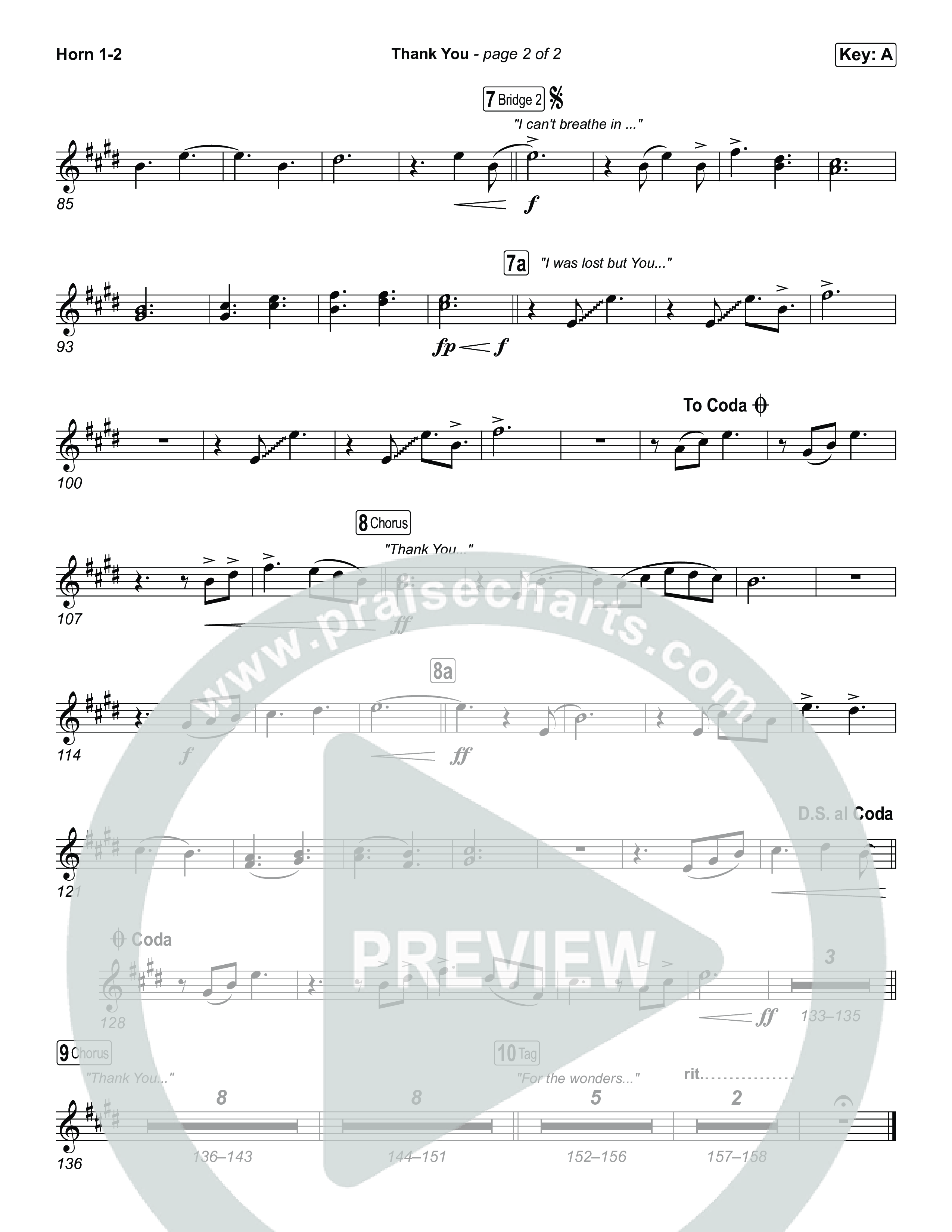 Thank You French Horn 1,2 (Elevation Worship / Tiffany Hudson)