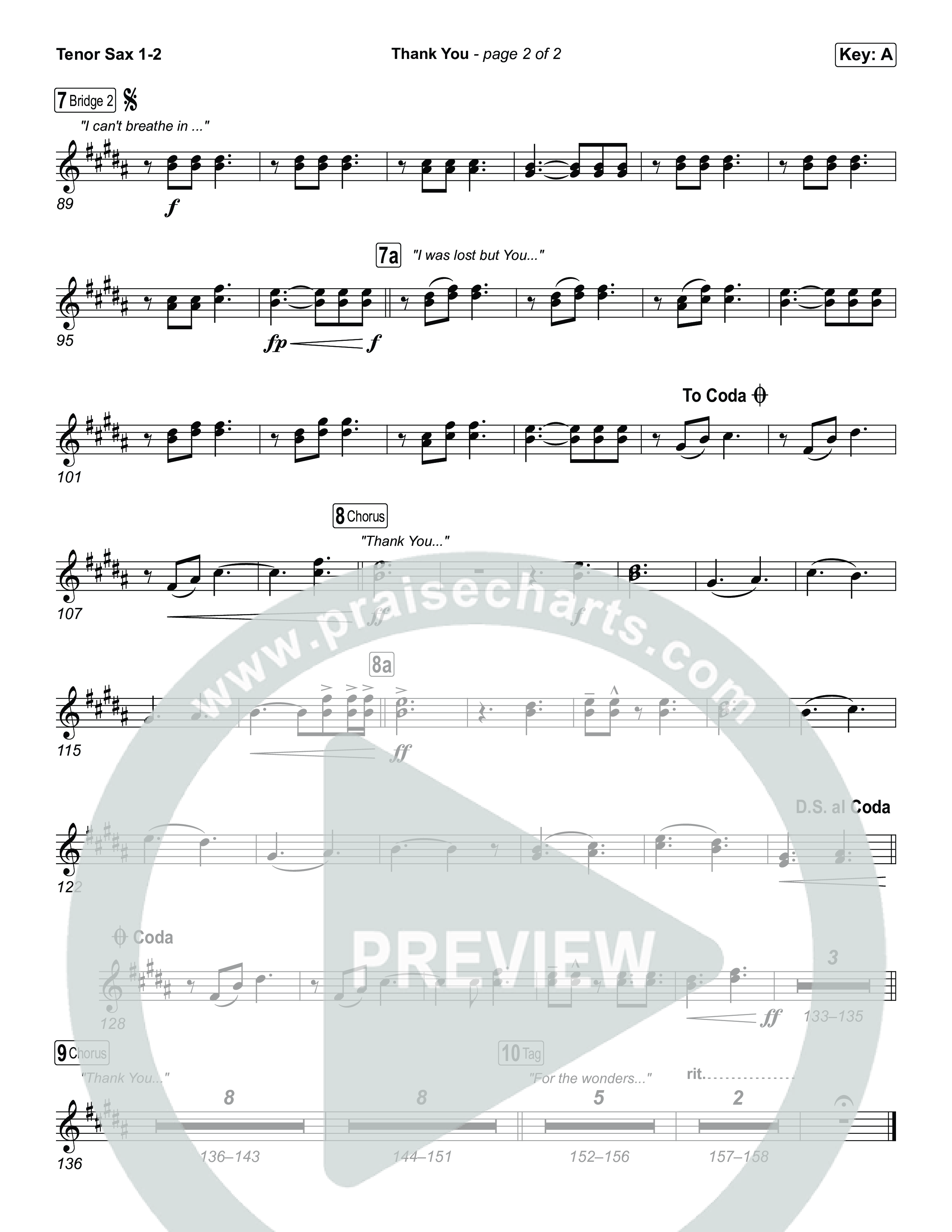 Thank You Tenor Sax 1,2 (Elevation Worship / Tiffany Hudson)