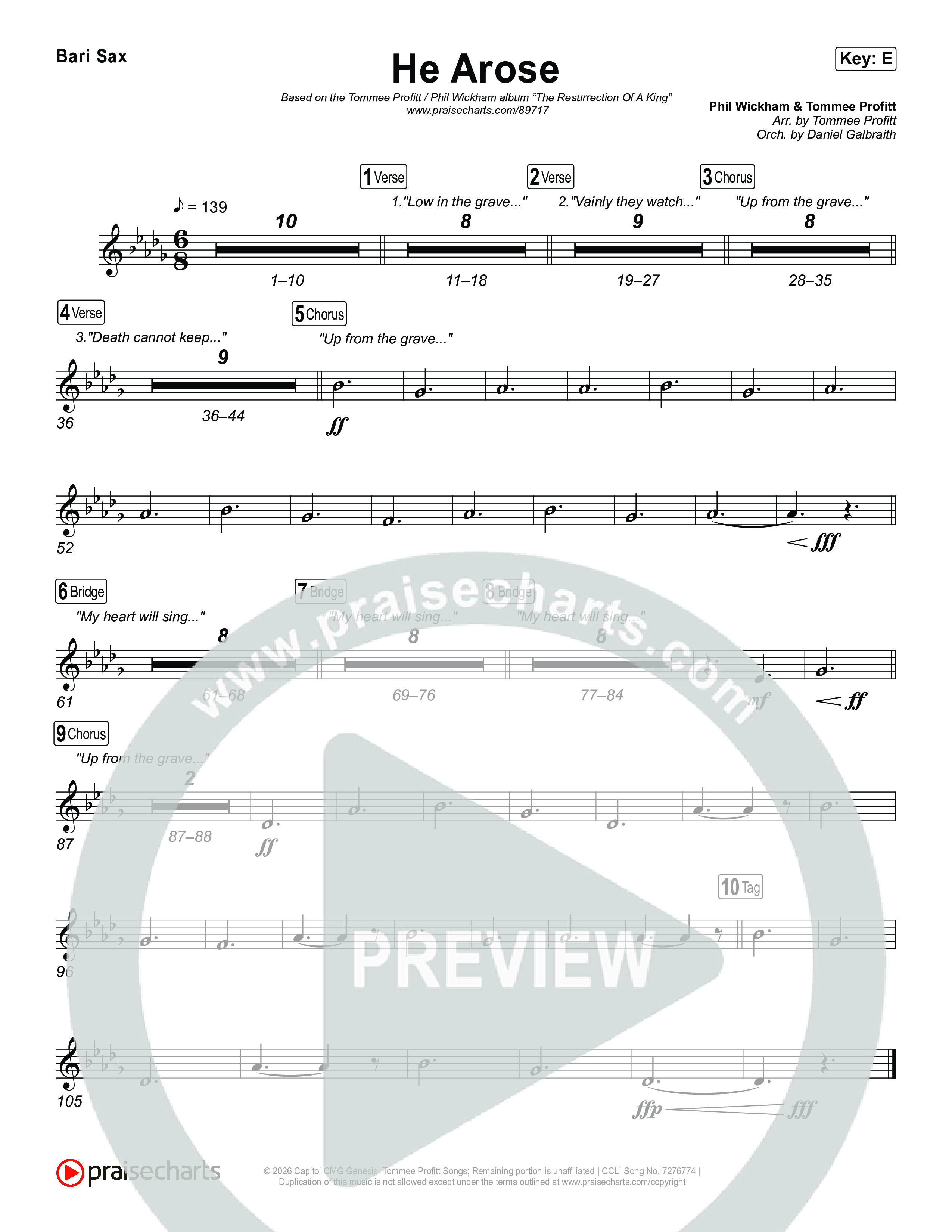 He Arose Bari Sax (Tommee Profitt / Phil Wickham)