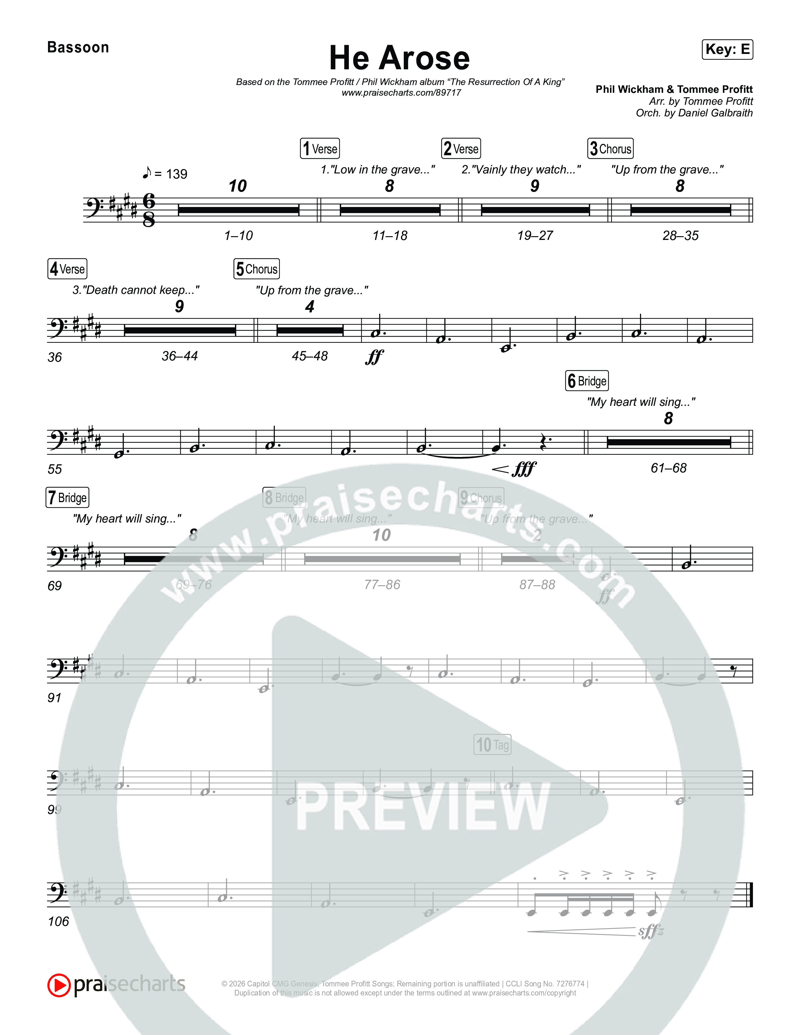 He Arose Bassoon (Tommee Profitt / Phil Wickham)