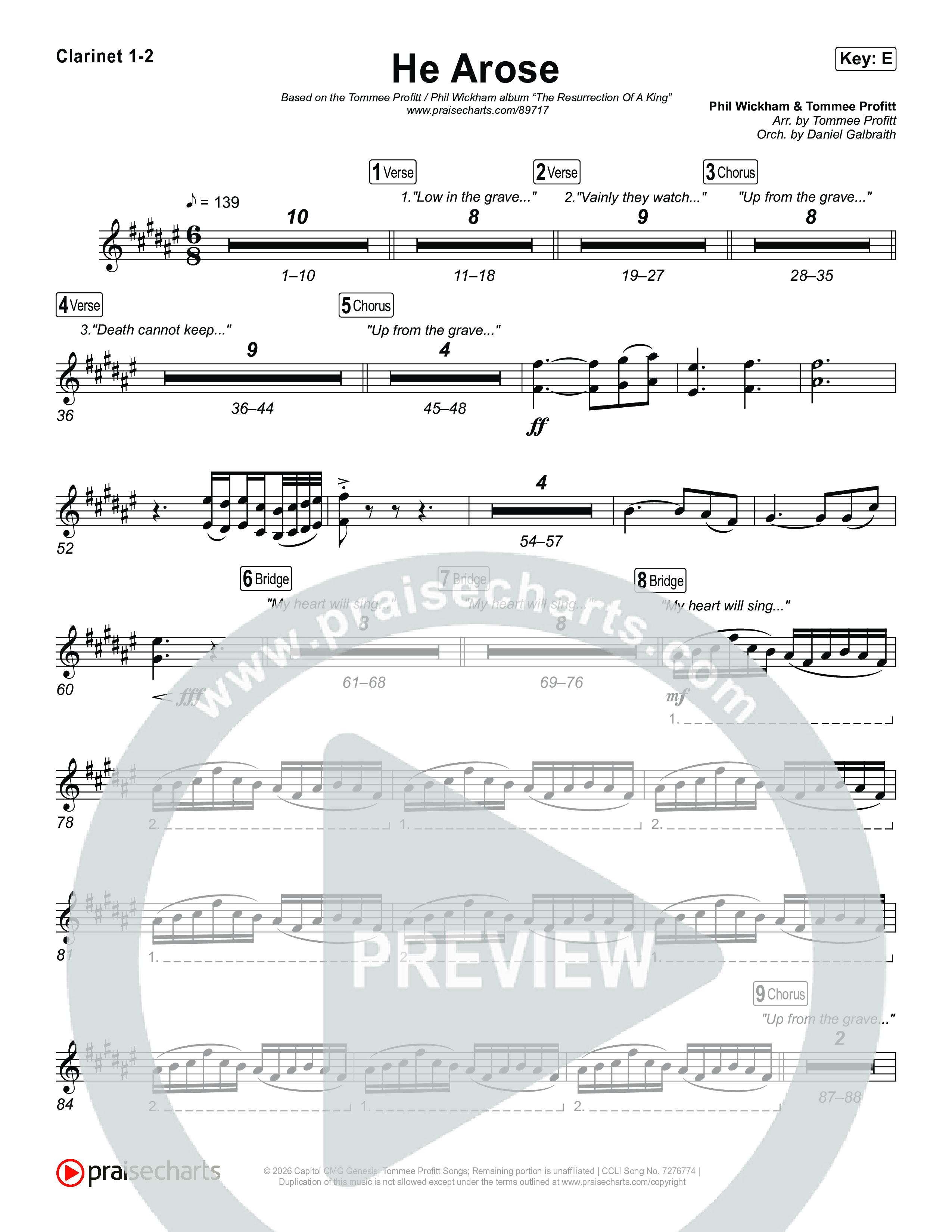 He Arose Clarinet 1,2 (Tommee Profitt / Phil Wickham)