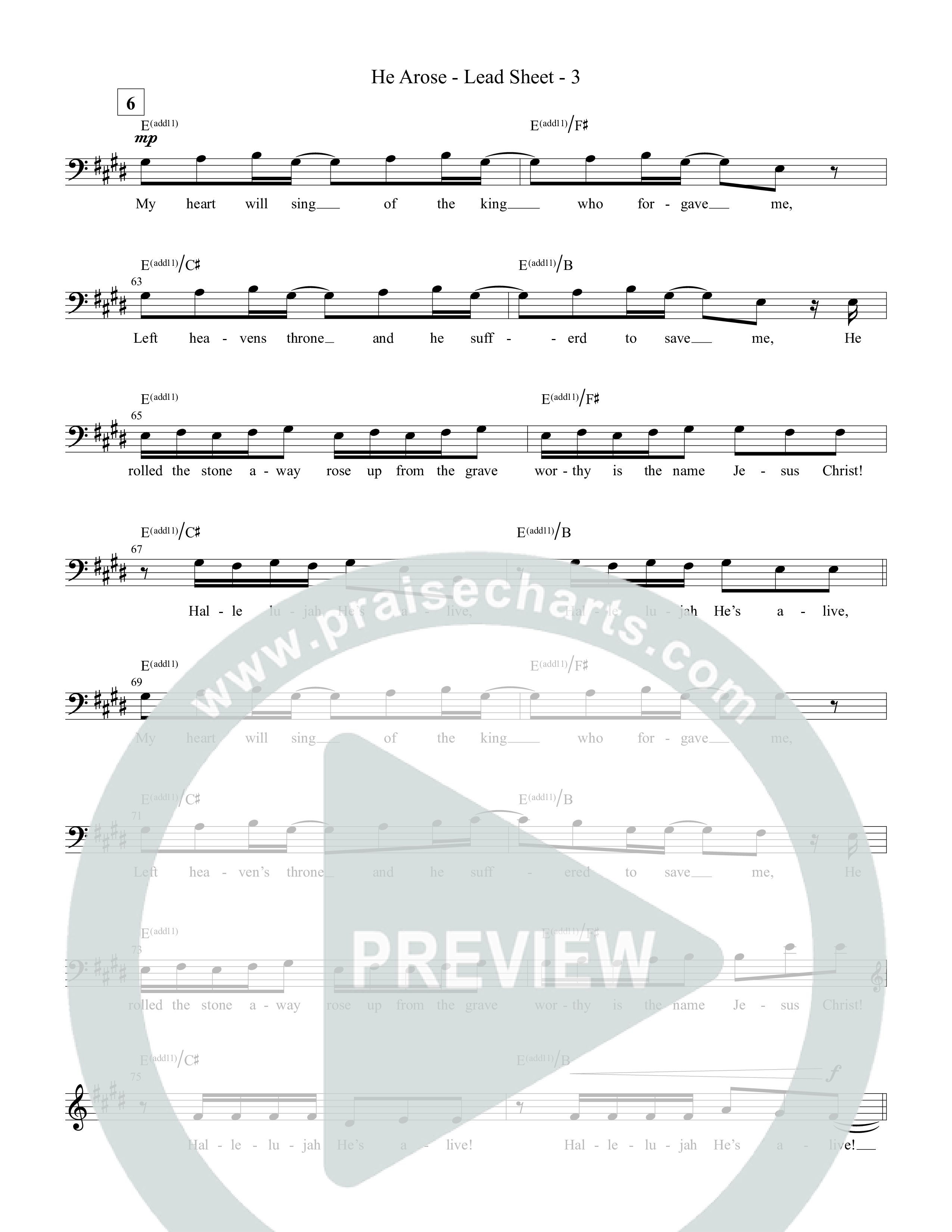 He Arose Lead Sheet Melody (Tommee Profitt / Phil Wickham)