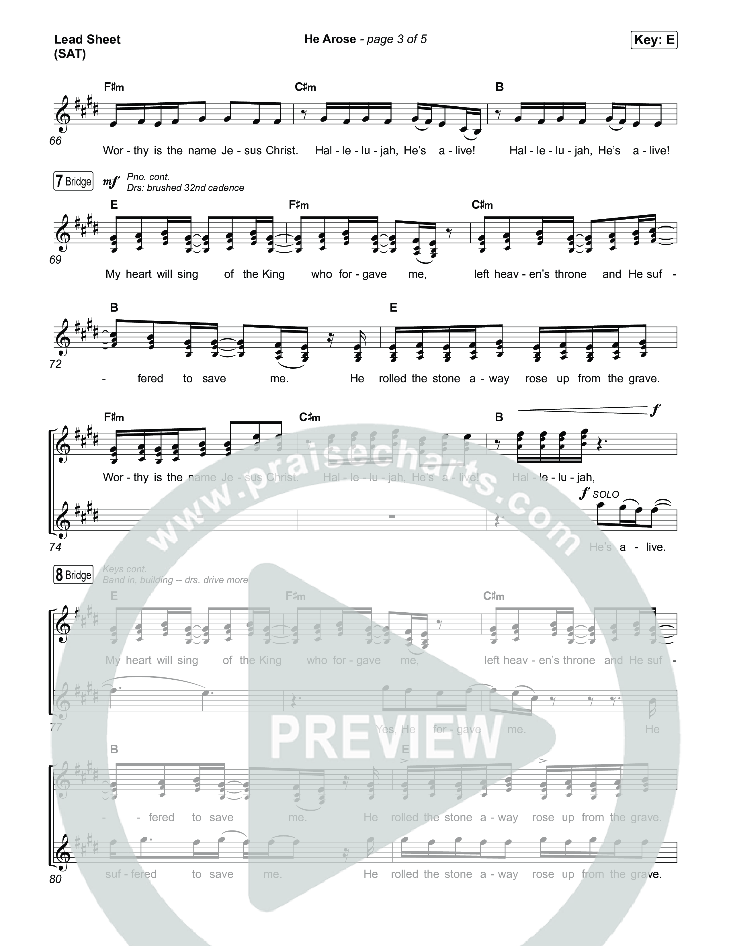 He Arose Lead Sheet (SAT) (Tommee Profitt / Phil Wickham)