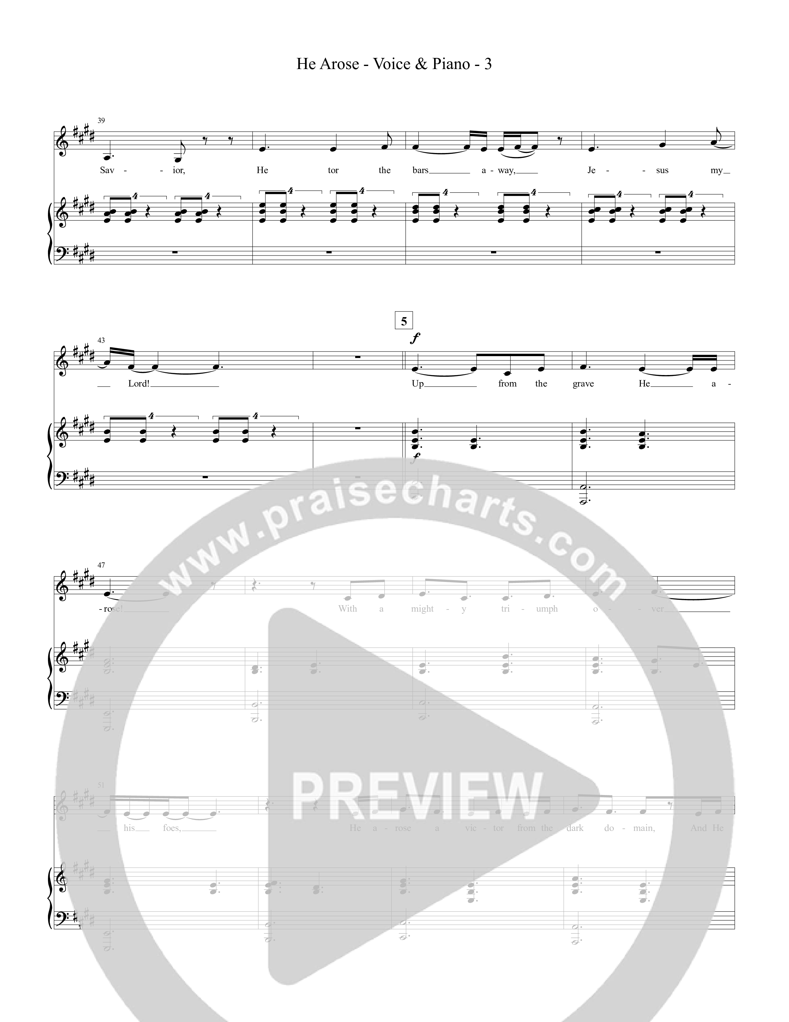 He Arose Piano/Melody (Tommee Profitt / Phil Wickham)