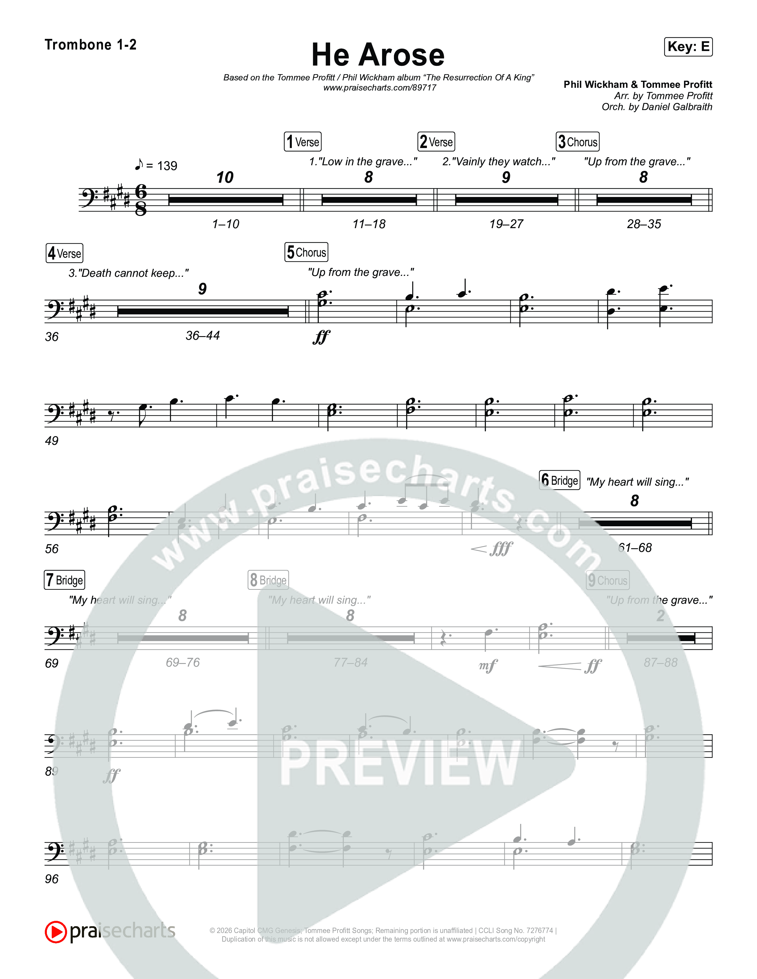 He Arose Trombone 1/2 (Tommee Profitt / Phil Wickham)