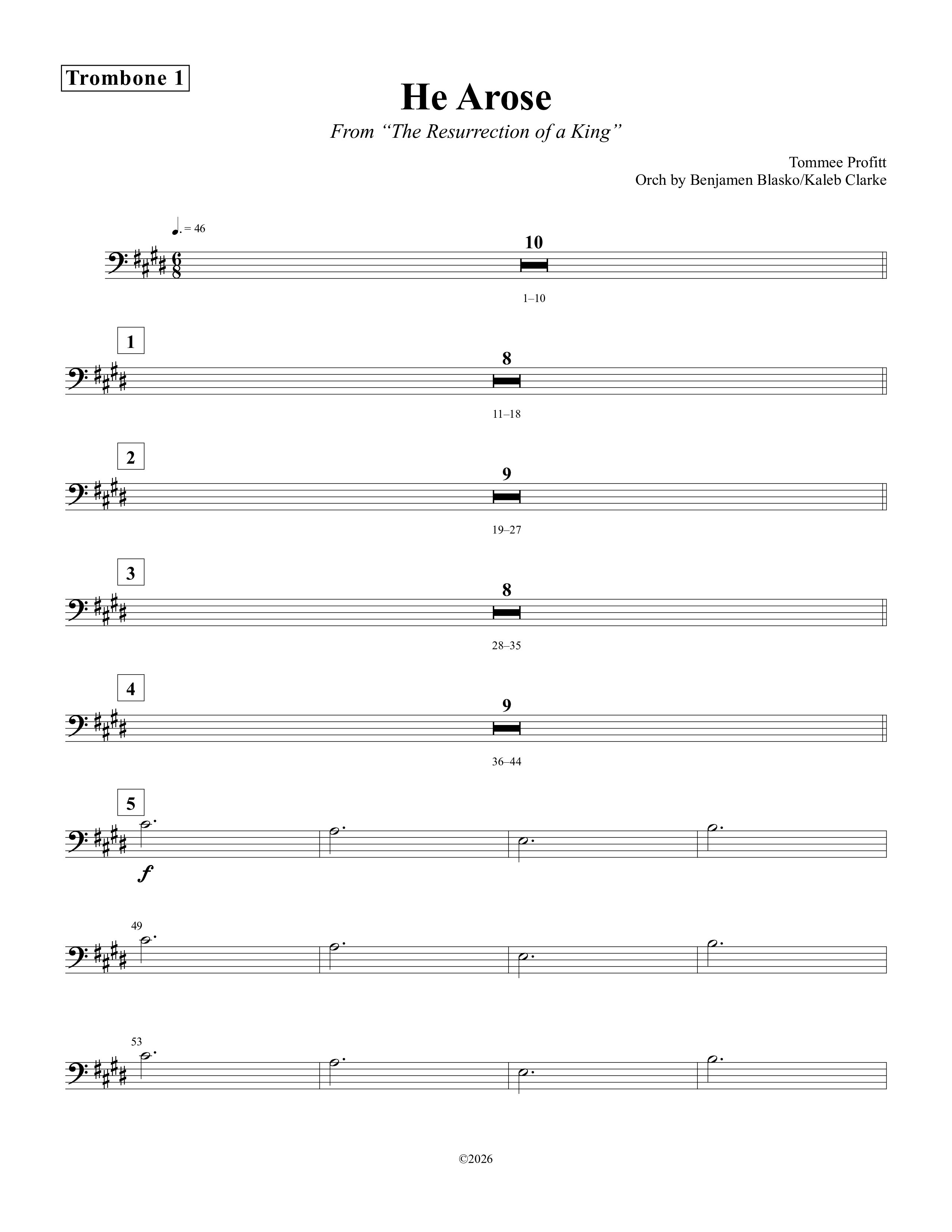 He Arose Trombone 1 (Tommee Profitt / Phil Wickham)