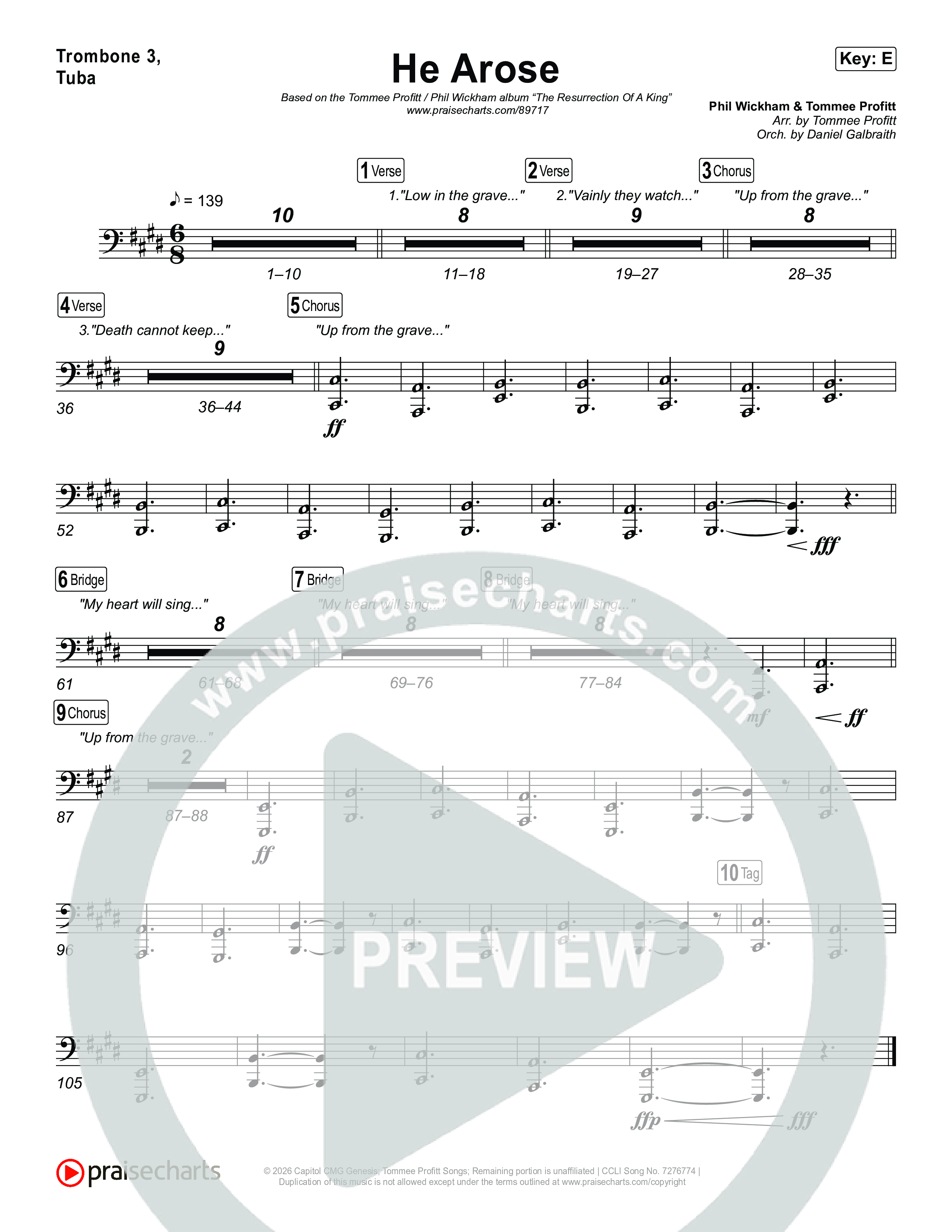 He Arose Trombone 1,2 (Tommee Profitt / Phil Wickham)