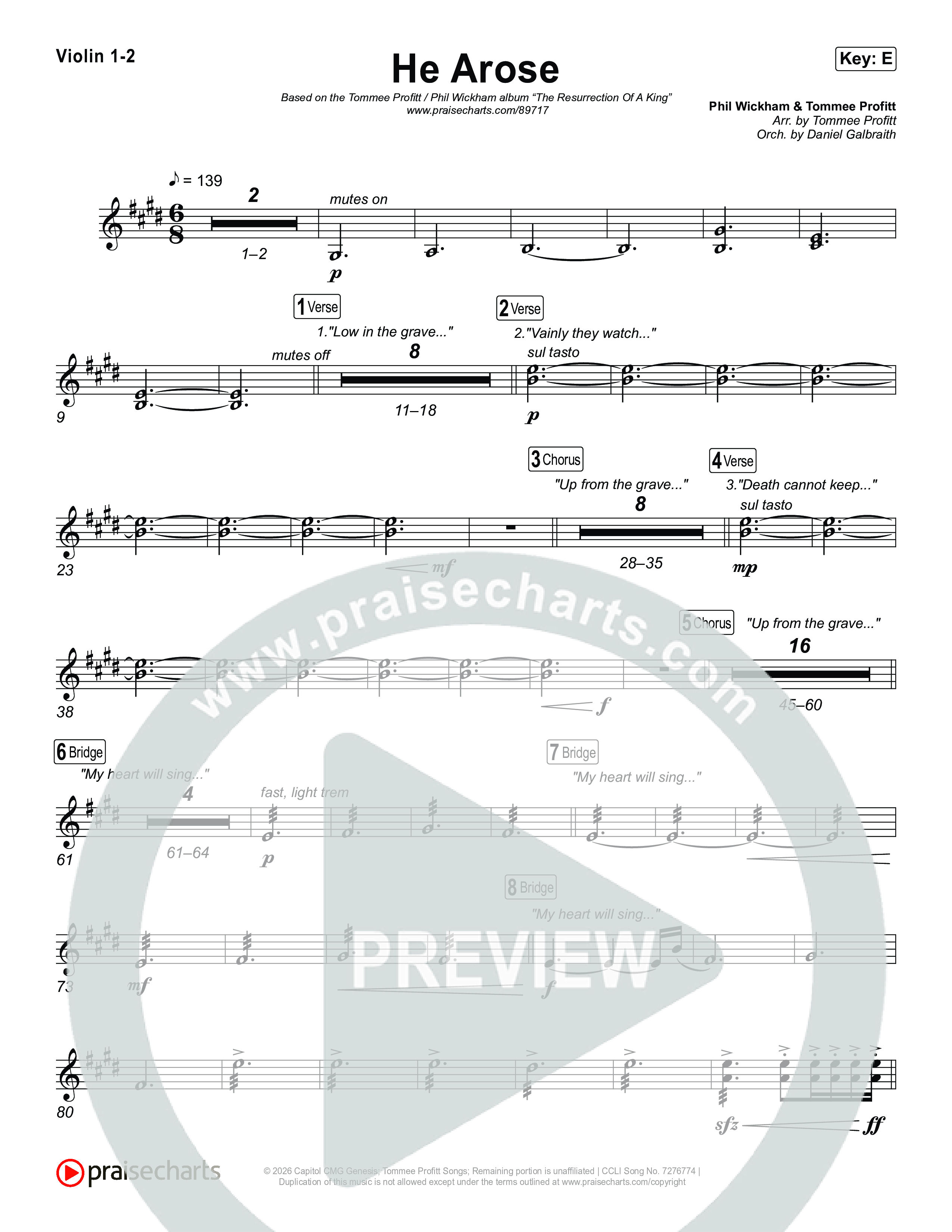 He Arose Violin 1,2 (Tommee Profitt / Phil Wickham)