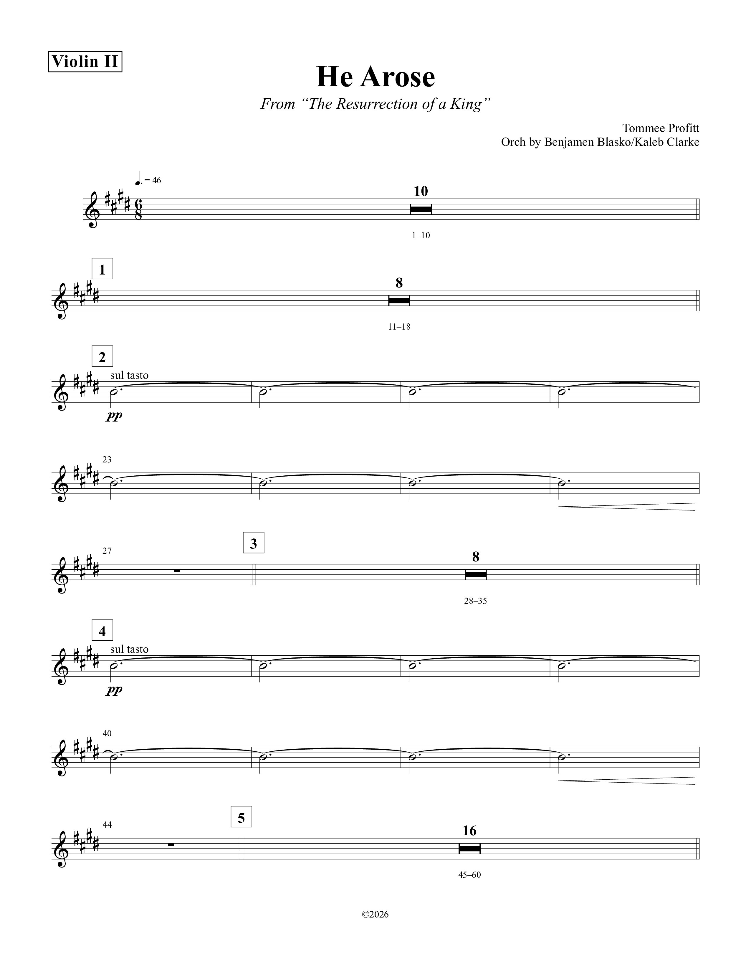 He Arose Violin 2 (Tommee Profitt / Phil Wickham)