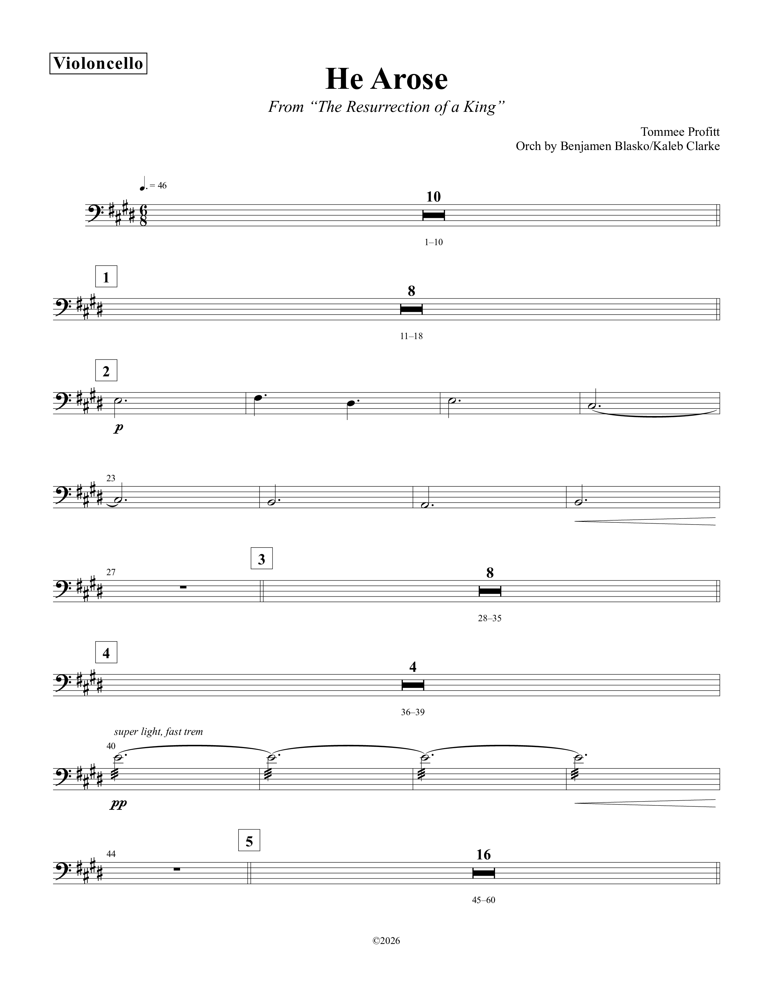 He Arose Violincello (Tommee Profitt / Phil Wickham)