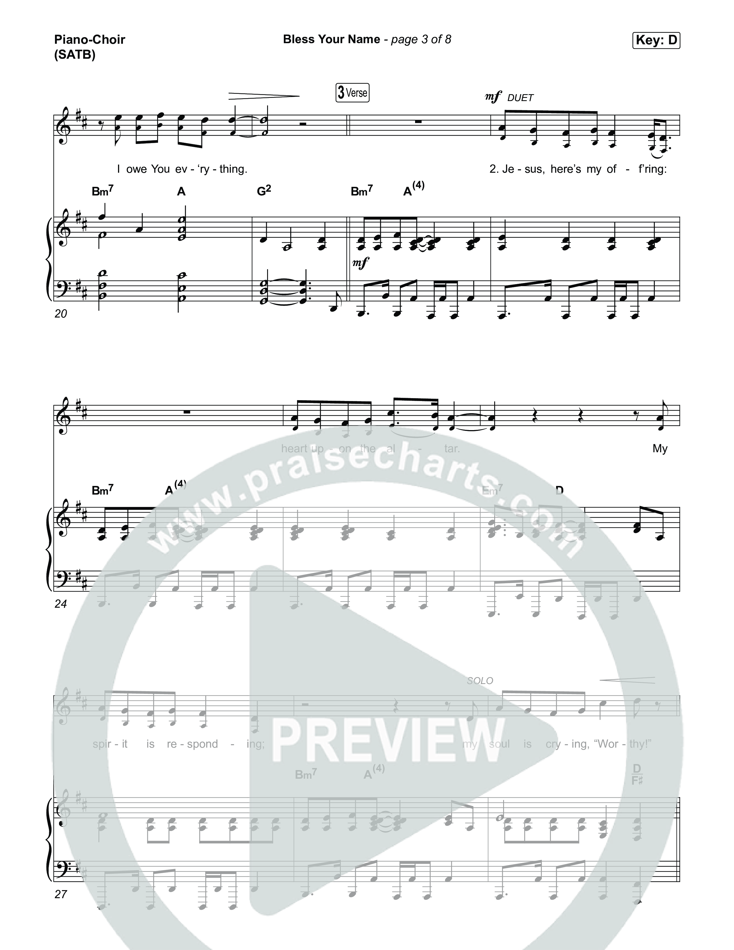 Bless Your Name Piano/Vocal Pack (Tauren Wells)