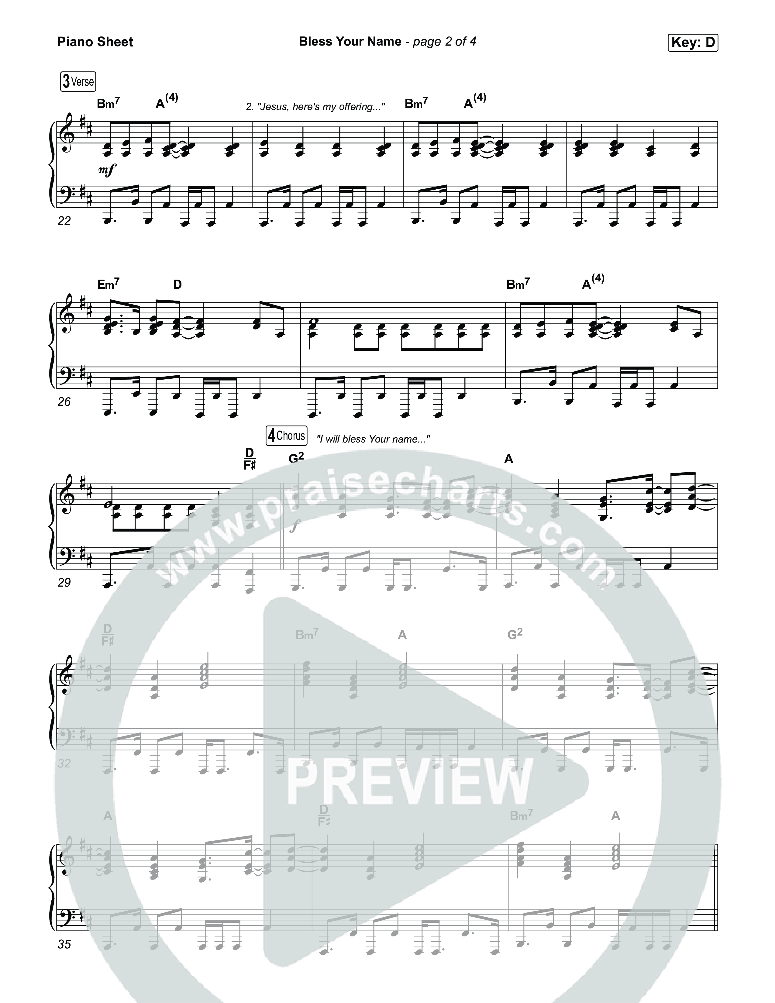 Bless Your Name Piano Sheet (Tauren Wells)