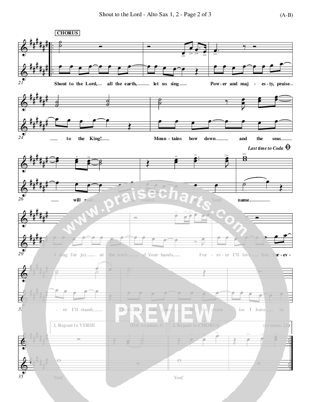 Shout To The Lord Alto Sax 1/2 (Darlene Zschech)